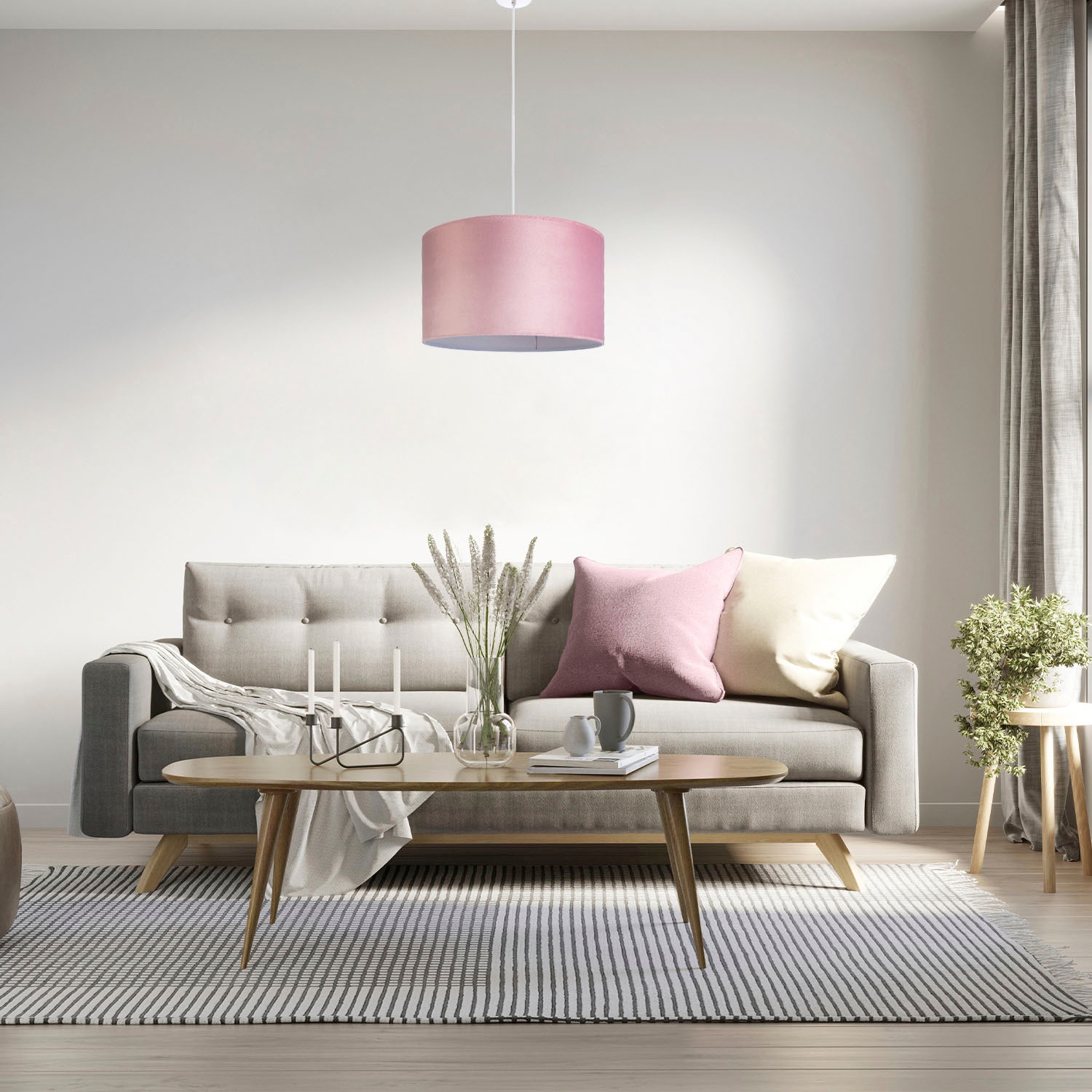 »Hugo Deko 1,5m Lampenschirm Unifarben E27 Kabel BAUR | Velour Wohnzimmer Color«, aus Pendelleuchte uni Paco Home