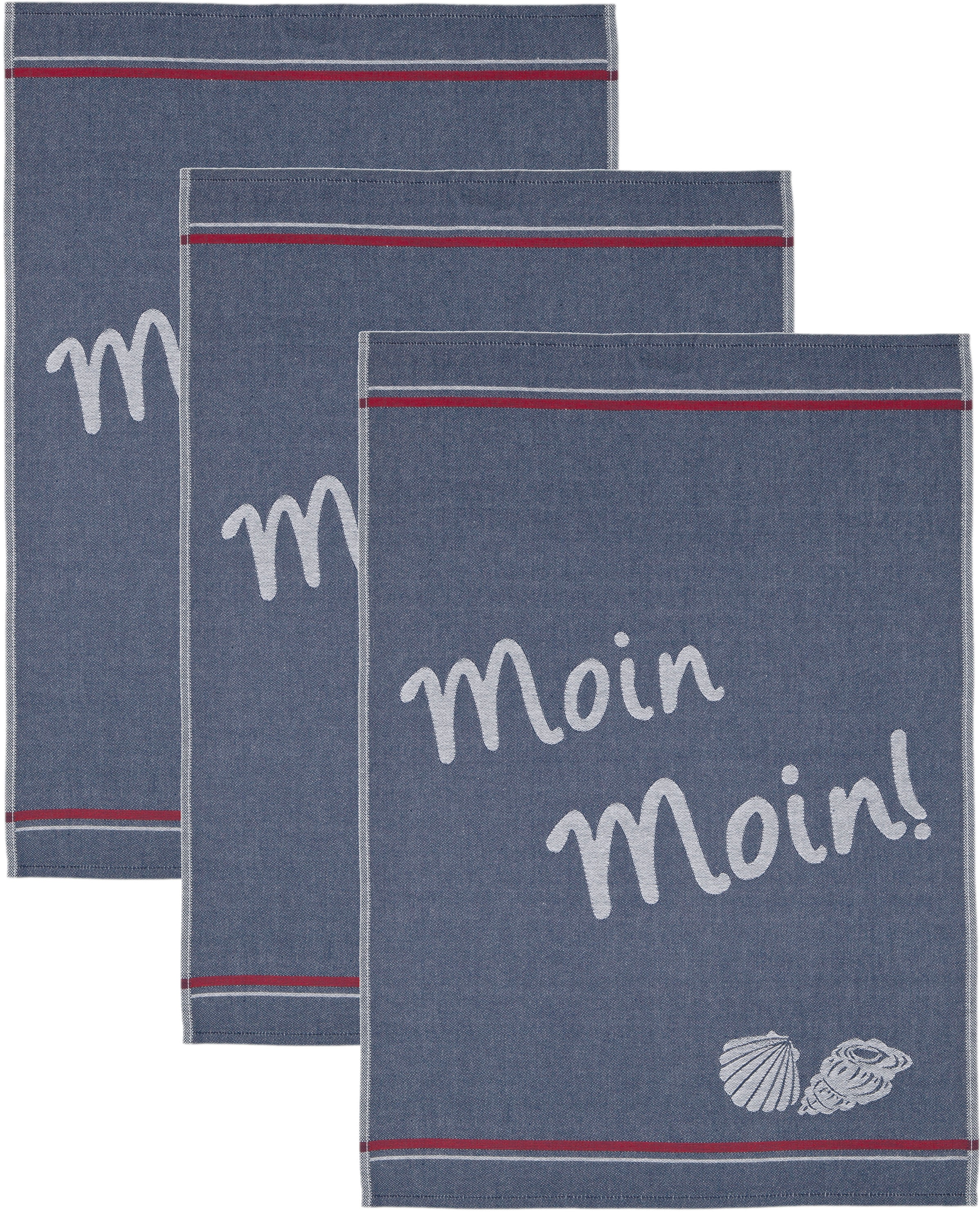 Geschirrtuch »Maritim - Moin moin«, (Set, 3 tlg.), Motivtuch, aus 100% Baumwolle