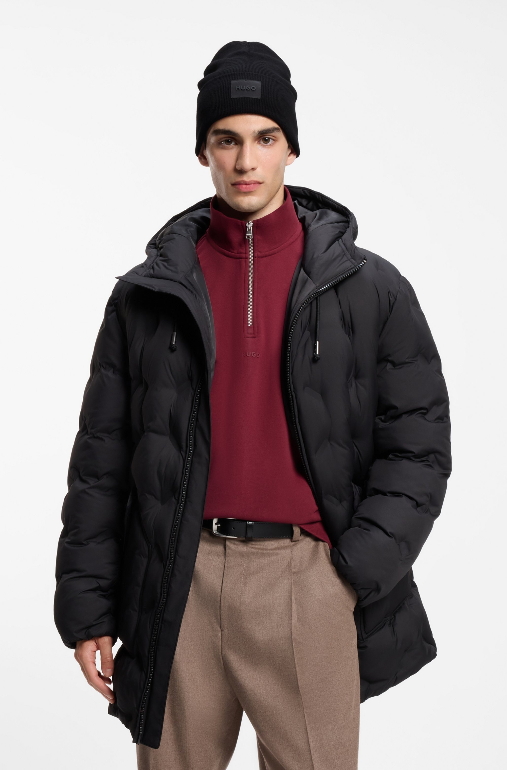 HUGO Strickmütze »Xevon« mit Label-Aufnäher, unisex