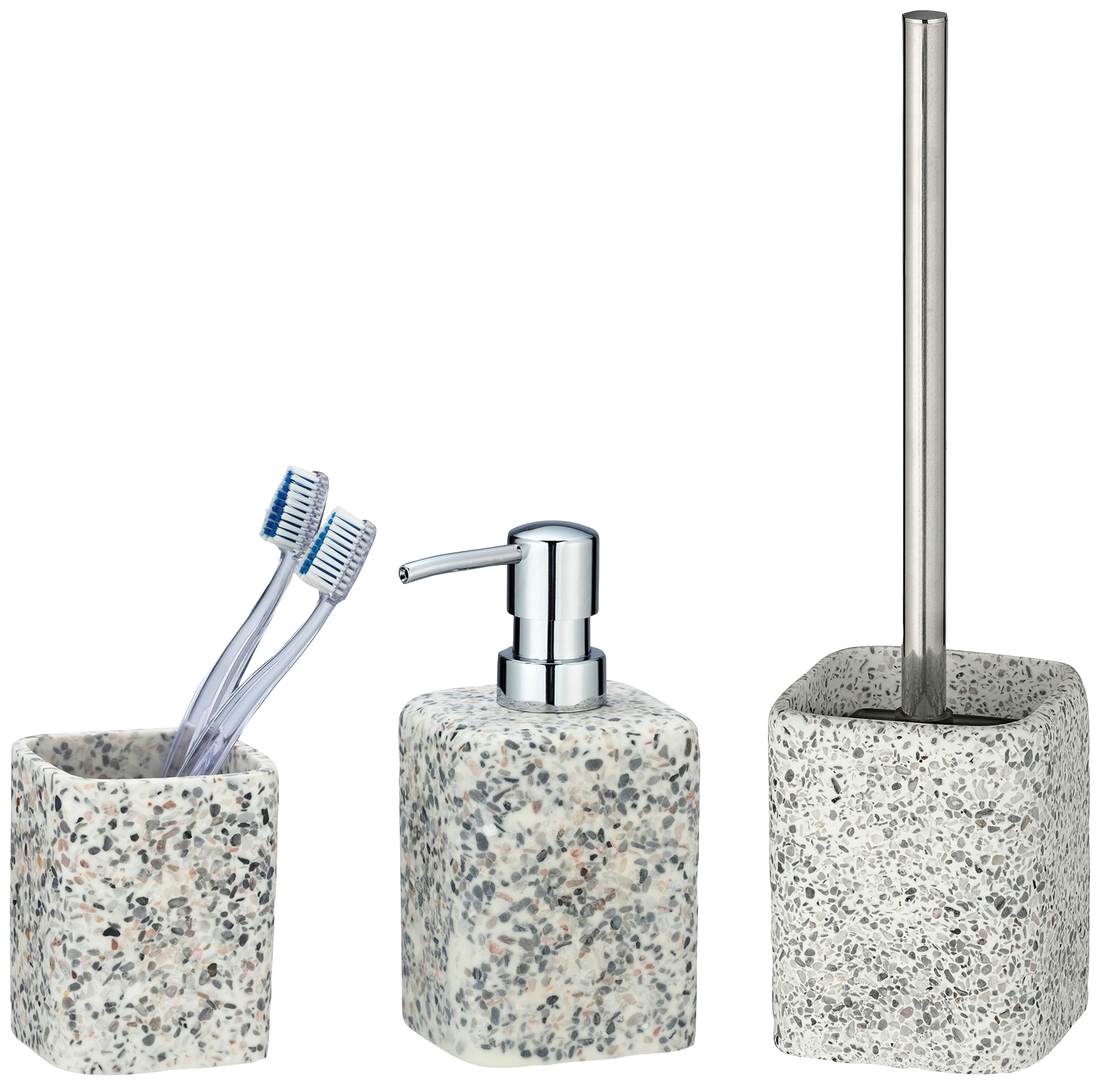 WENKO WC-Garnitur »Terrazzo«, 1 St., aus Polyresin (Kunststein) kaufen |  BAUR | Bad-Accessoires Sets