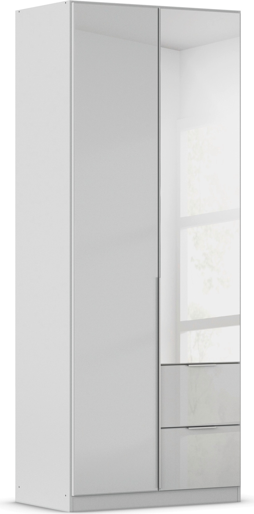 OTTO home Drehtürenschrank "Kleiderschrank Kleiderschränke Schrank Garderobe AGORDO mit Glasfront" in zwei Griff-Farben, Breiten 91-360 cm, mit Außenschubkästen, in 7 Breiten und 2 Höhen MADE IN GERMANY