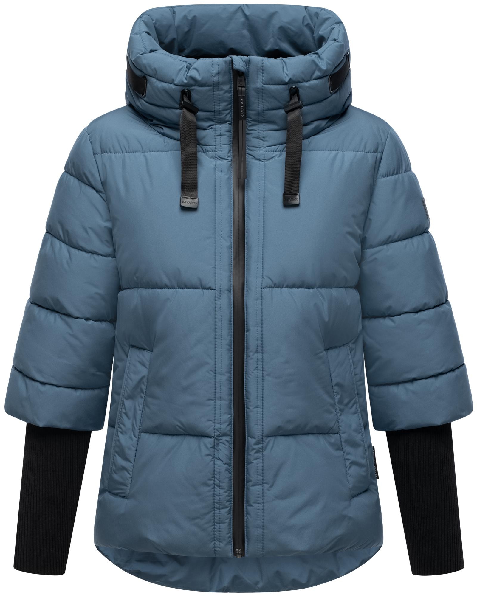 Navahoo Steppjacke »Lotusherz XIV«, mit Kapuze, Warme gesteppte Winterjacke mit Rippstrickärmeln