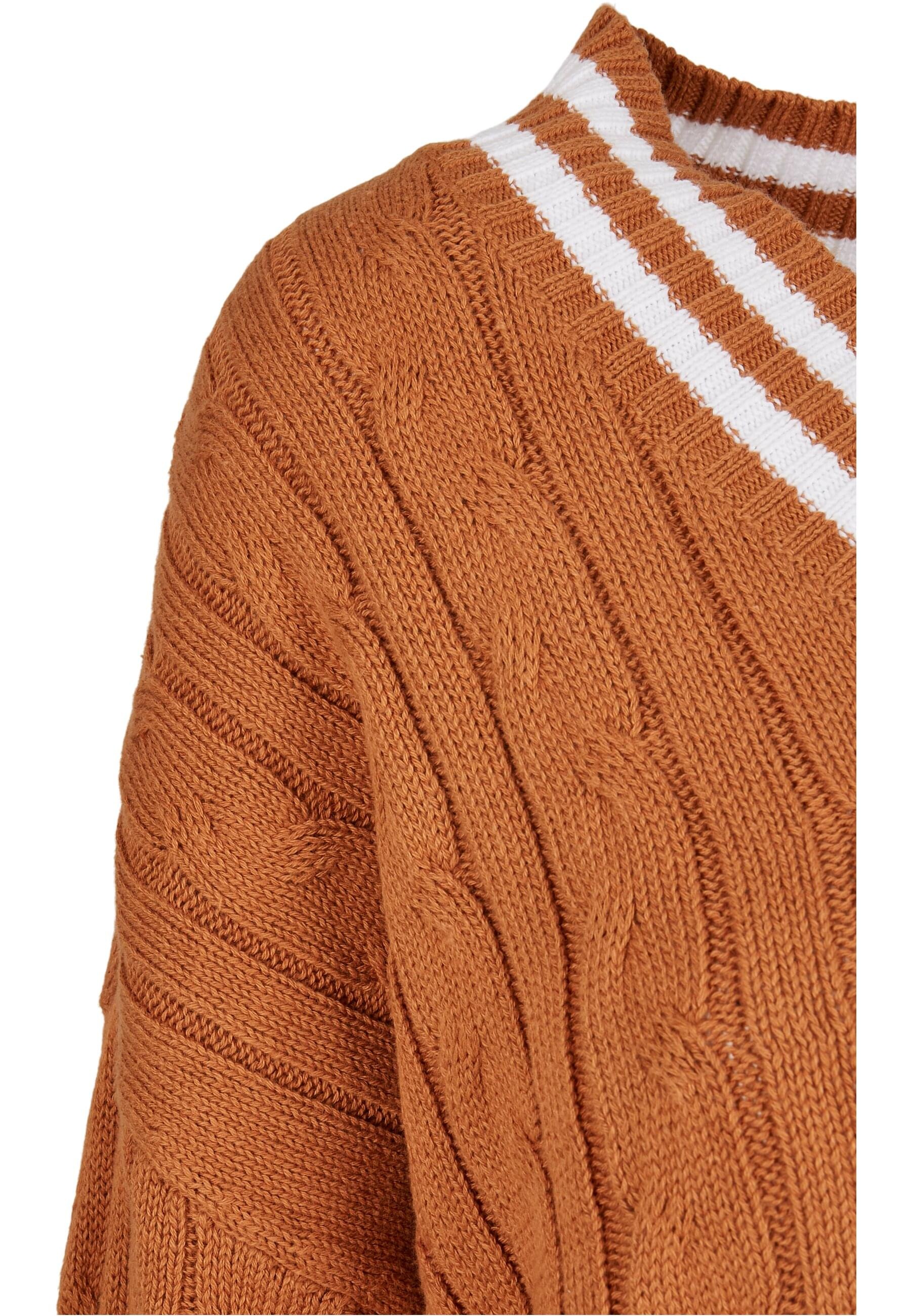 URBAN CLASSICS Rundhalspullover »Urban Classics Damen Ladies Short V-Neck College Sweater«, (1 tlg.)