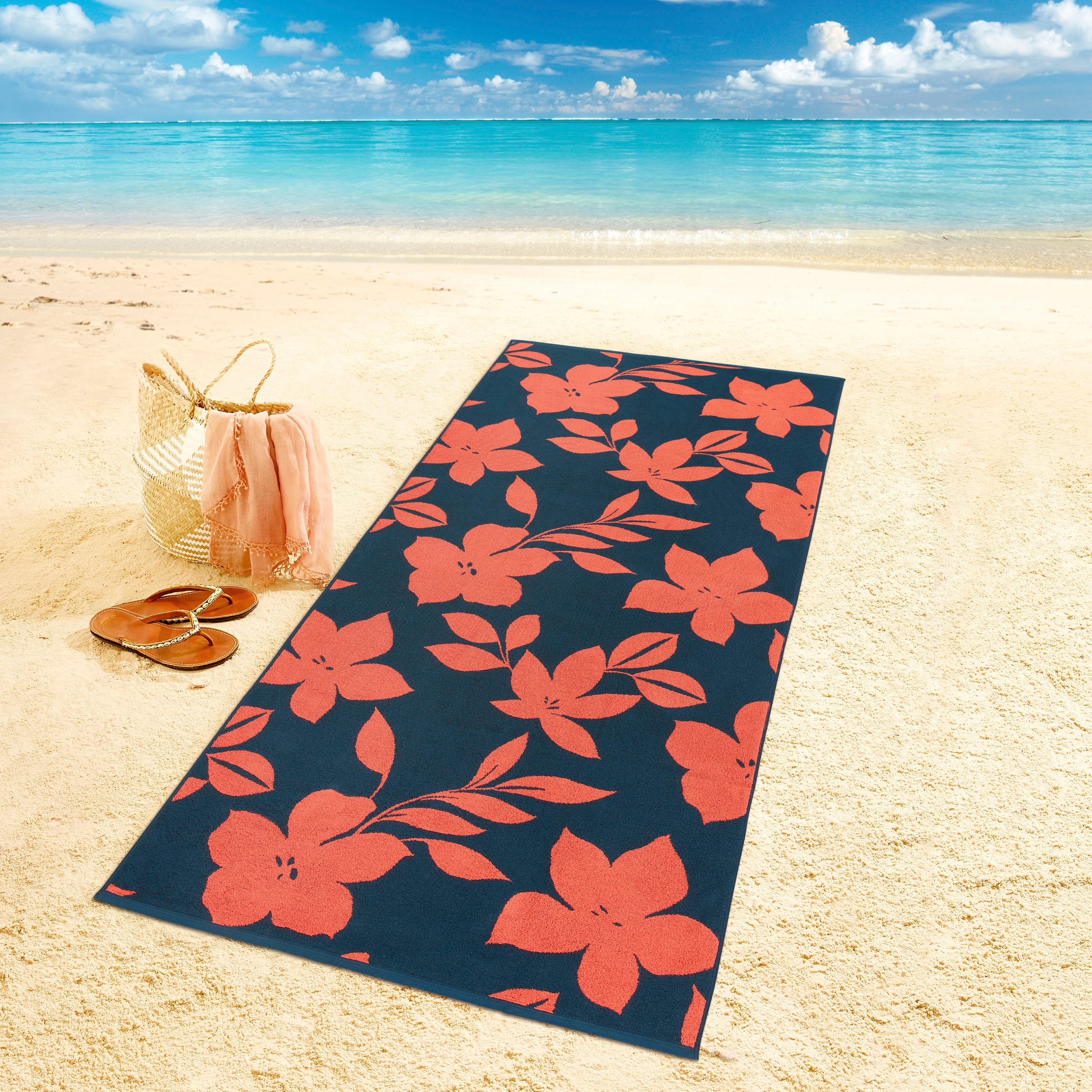 Dyckhoff Strandtuch "Flowers" 100% Baumwolle günstig online kaufen