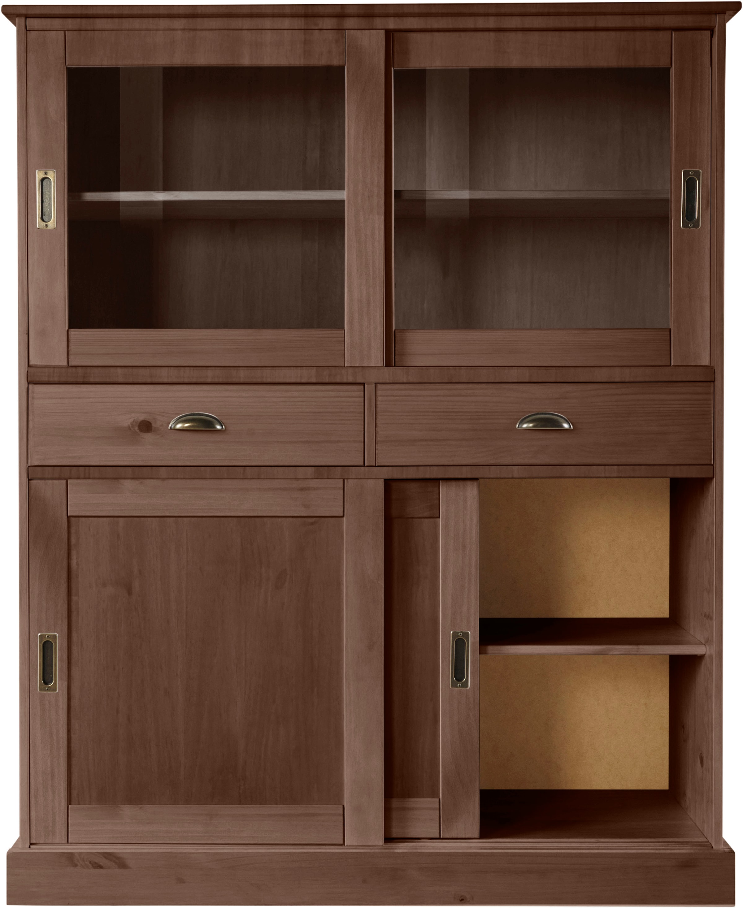 Home affaire Highboard »Schröder«, Vitrine aus massivem Kiefernholz, Breite 114 cm