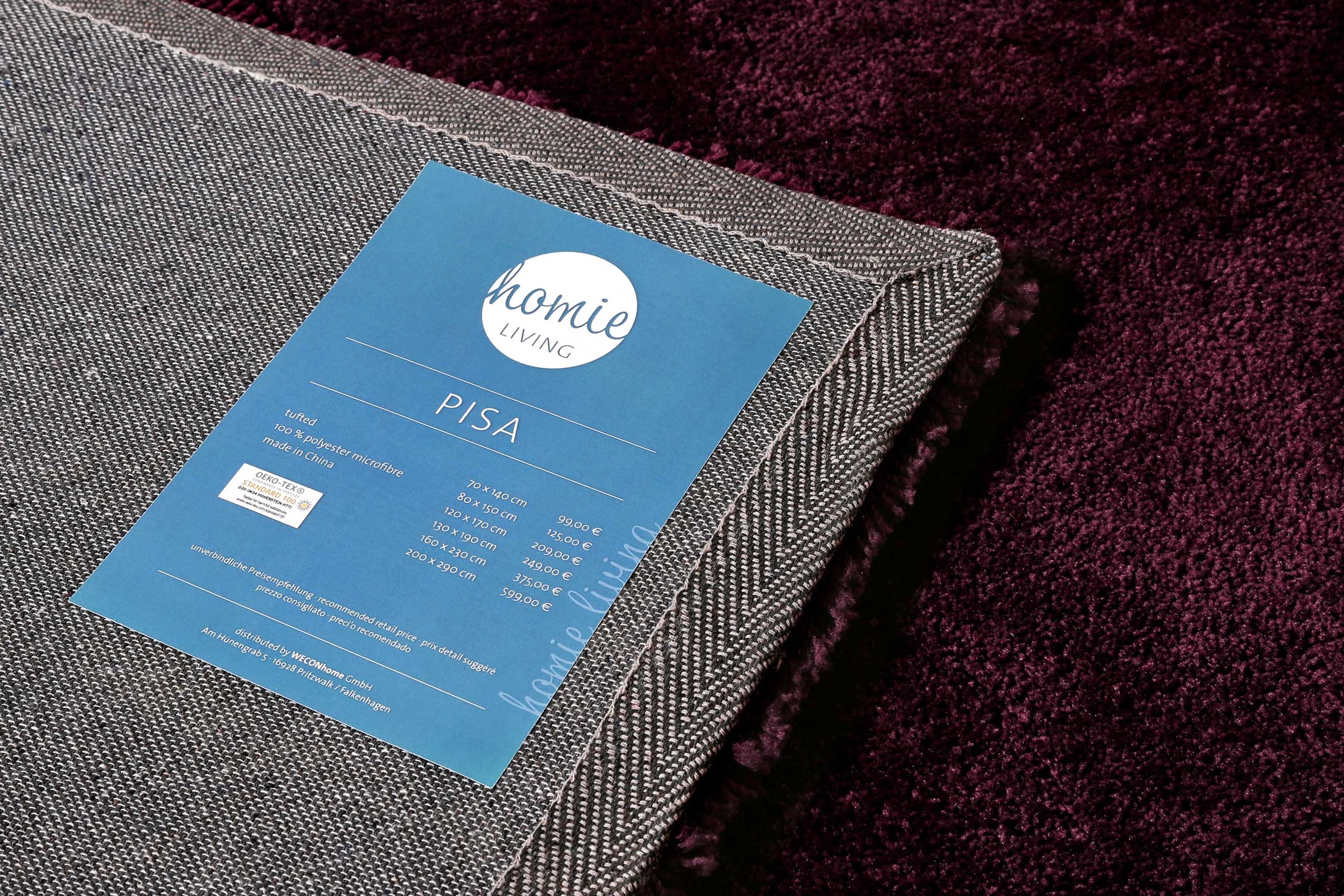 Homie Living Teppich »Pisa«, rund, 25 mm Höhe, Hochflor, Microfaser, uni, weich, Shaggy, Wohnzimmer, Schlafzimmer