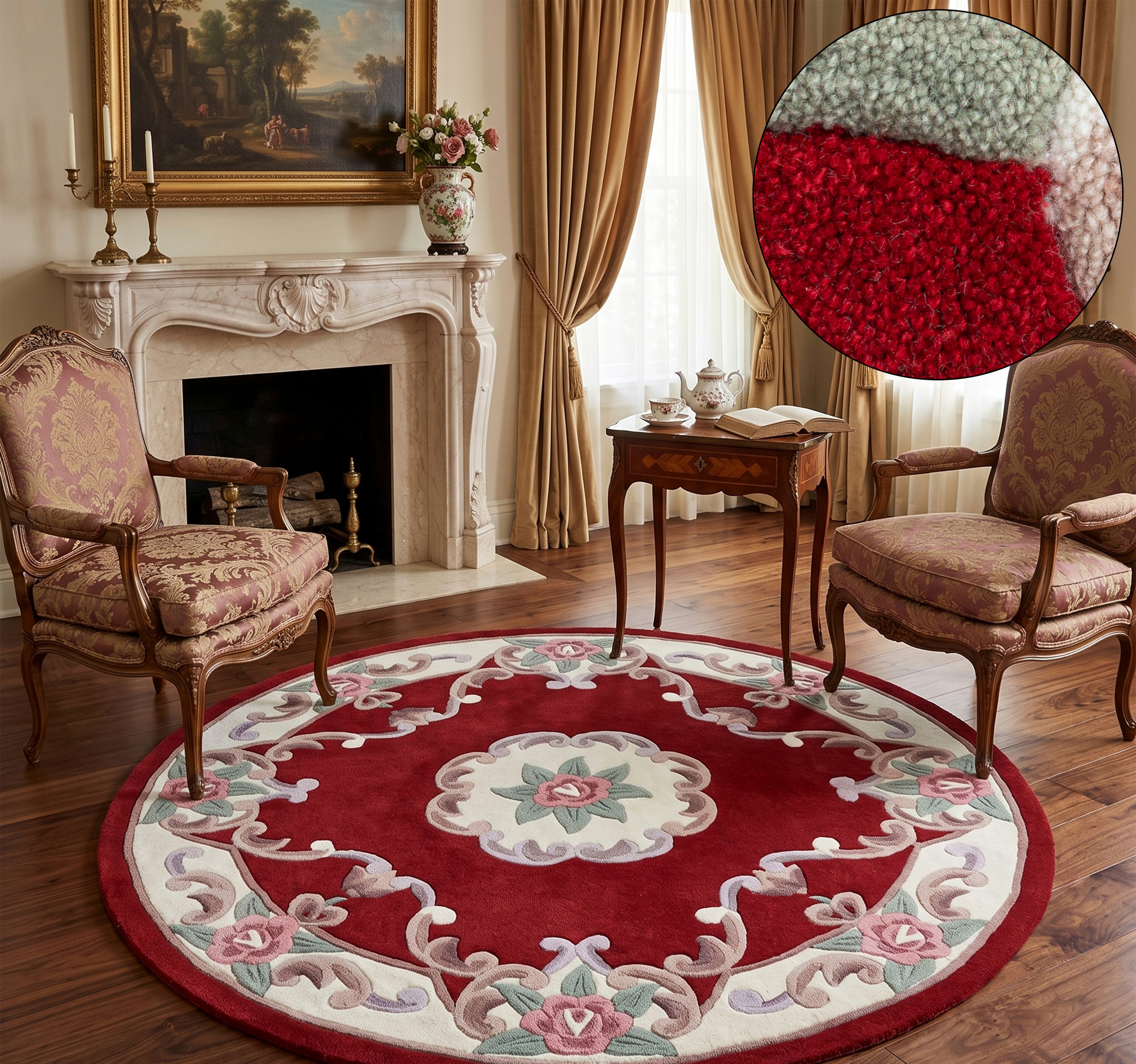 THEKO Teppich "Ming" rund 14 mm Höhe hochwertiges Acrylgarn, ideal im Wohnzimmer & Schlafzimmer