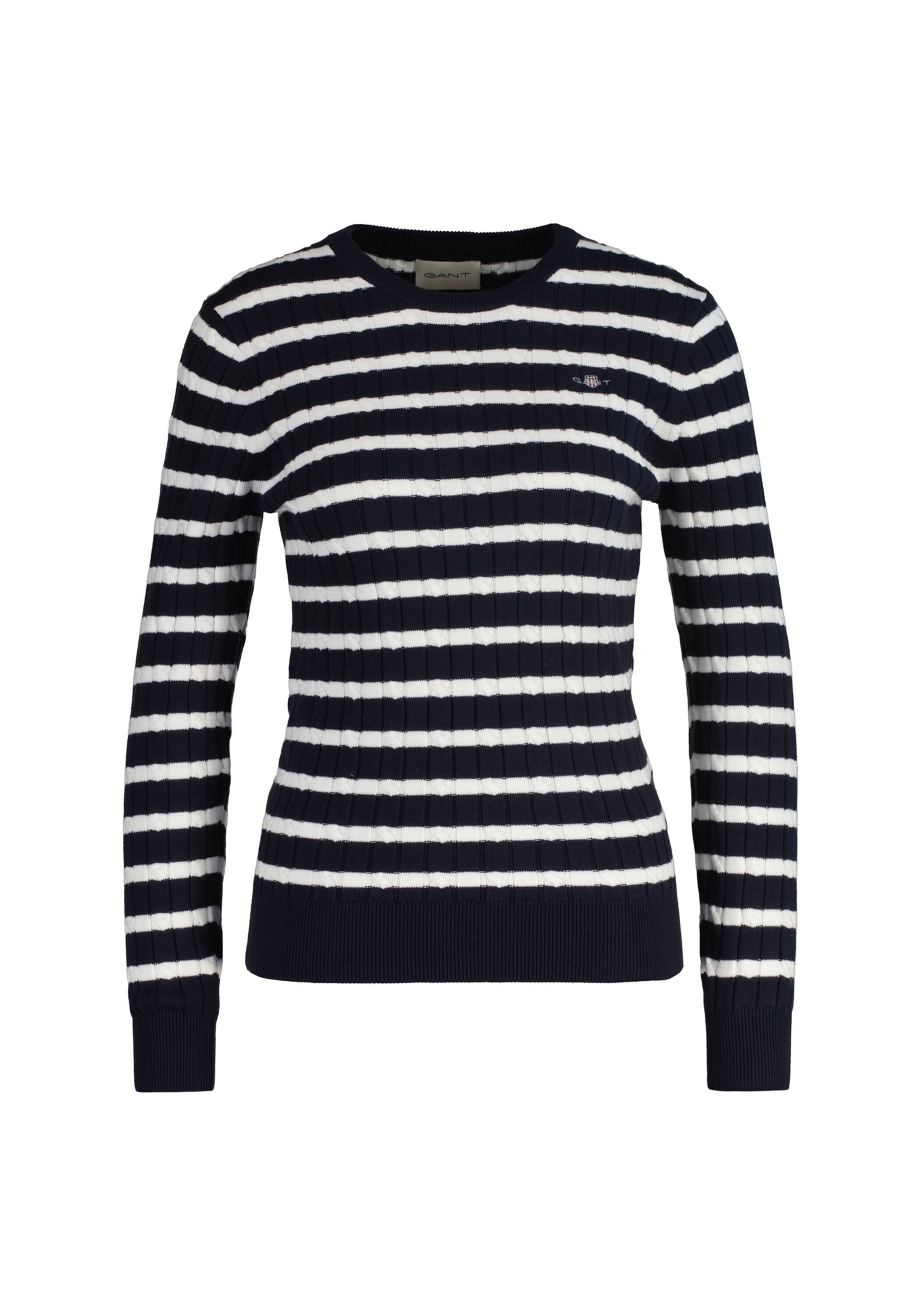 Gant Sweater "Strickpullover STRETCH COTTON CABLE STRIPE C-NECK" günstig online kaufen