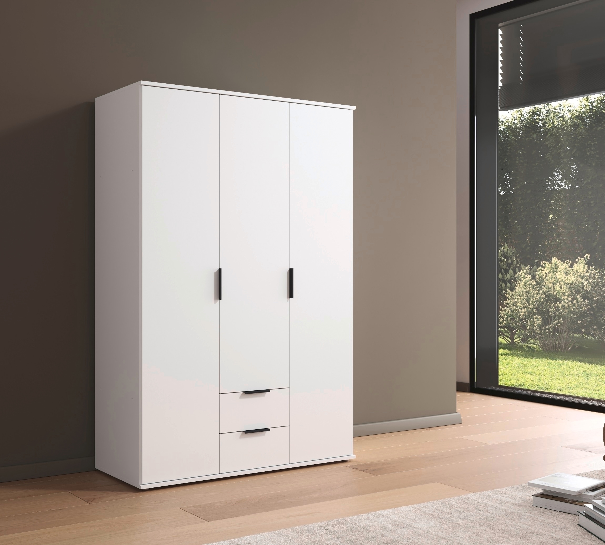 rauch Drehtürenschrank »Kleiderschrank Schrank Garderobe Wäscheschrank ESSEA in 2 Breiten«, mit 2 Schubladen, in schlichtem Design, moderne Griffe MADE IN GERMANY