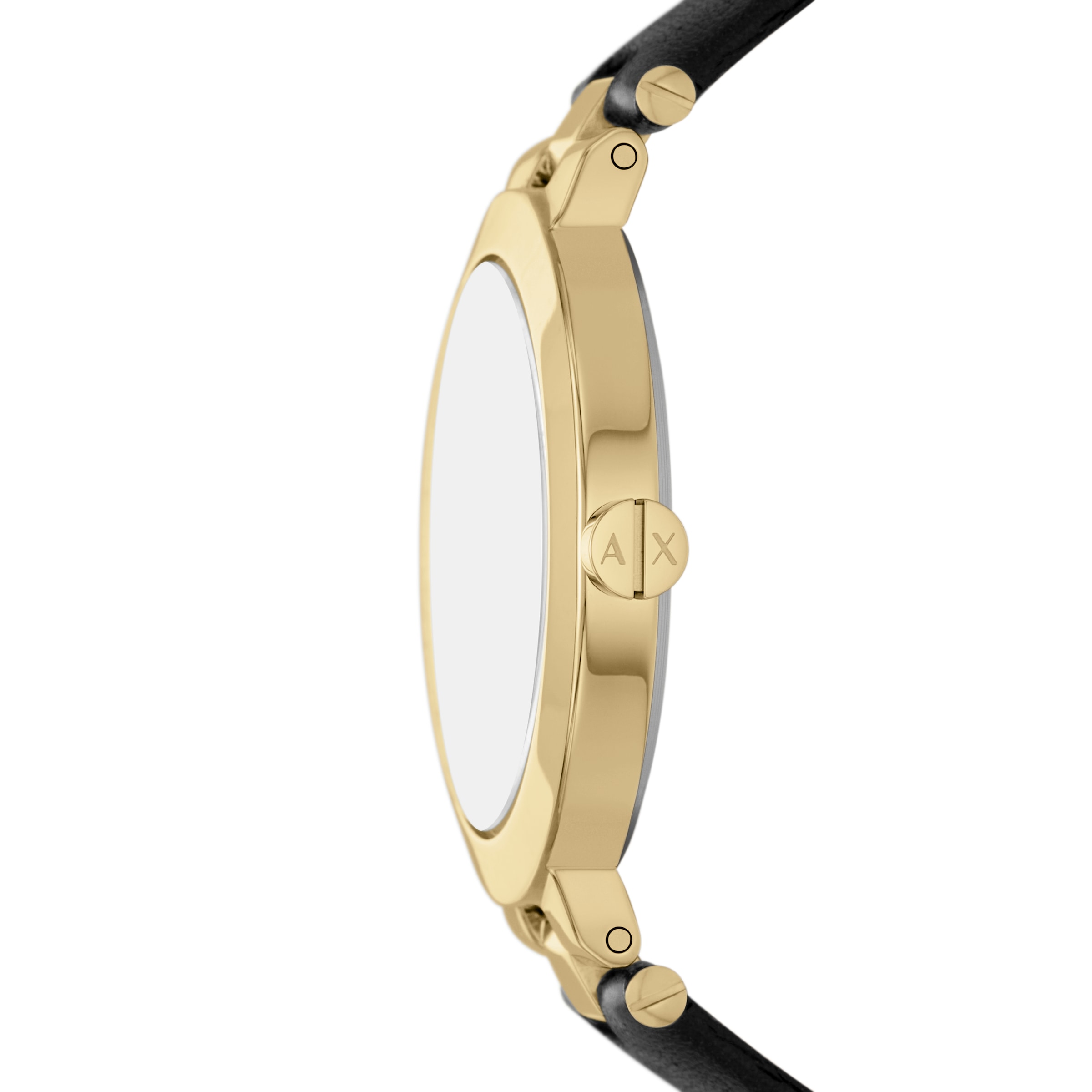 ARMANI EXCHANGE Quarzuhr, Armbanduhr, Damenuhr, Lederarmband, analog, Glassteine