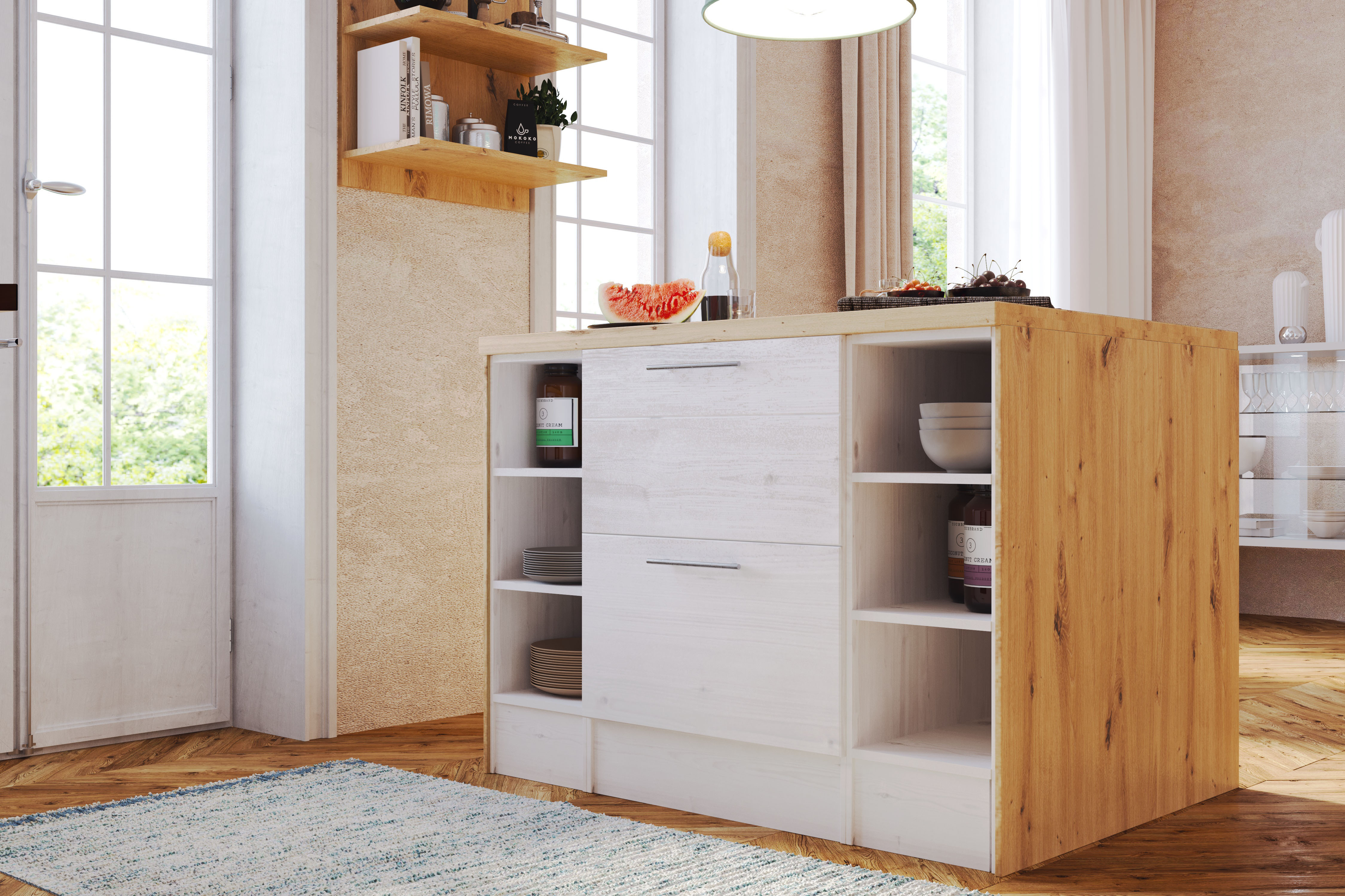 RESPEKTA Kücheninsel "Anton" Breite 124 cm, mit Soft-Close