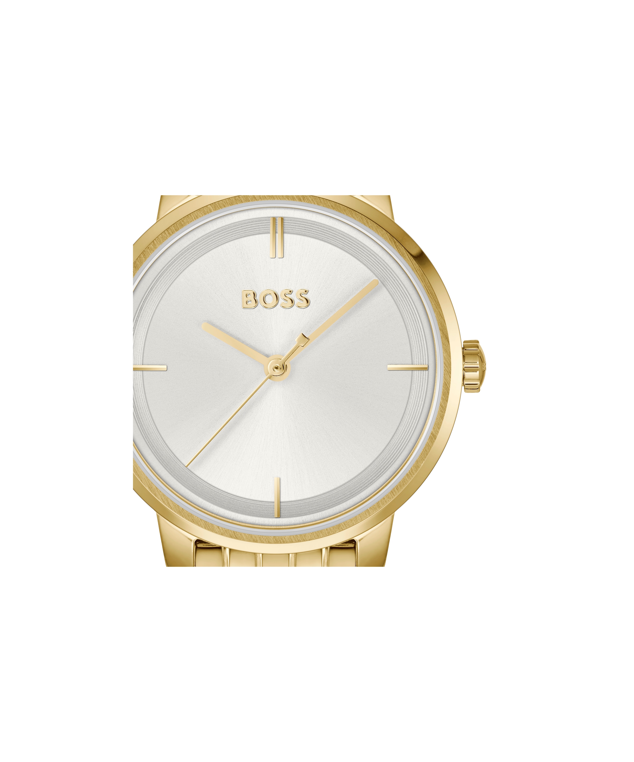 BOSS Quarzuhr »LUCIA« Armbanduhr, Damenuhr, Edelstahlarmband, analog, Glassteine