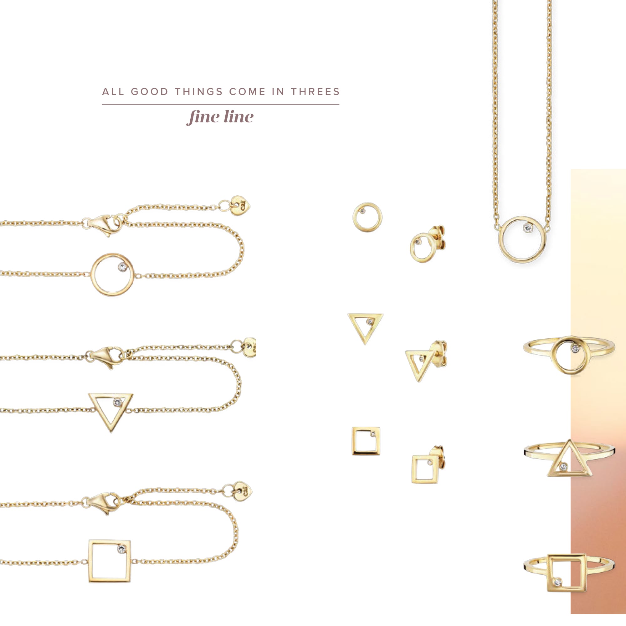 CAÏ Collierkettchen »925 Sterling Silber gelb vergoldet Zirkonia Kreis«