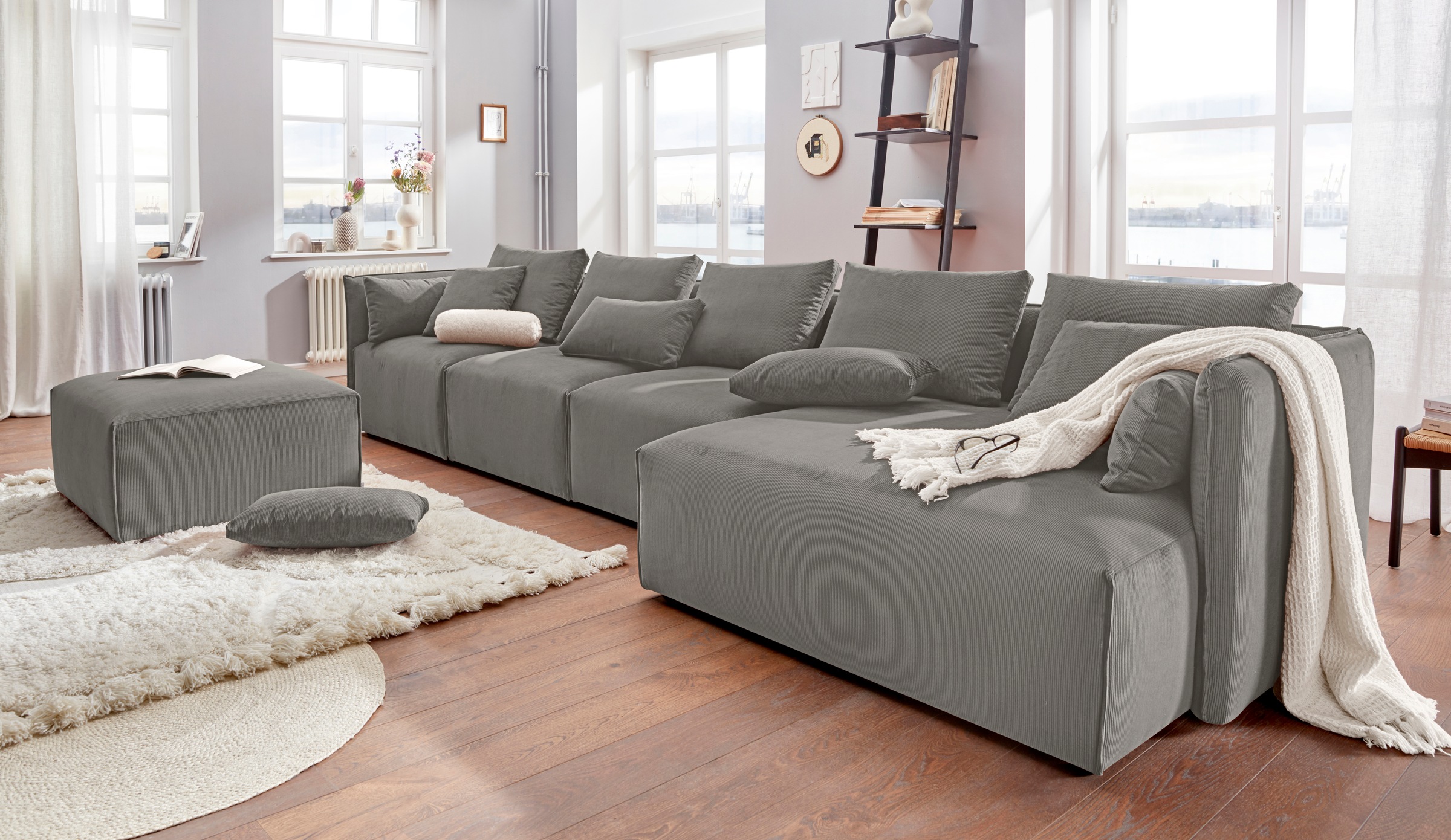 elbgestoeber Ottomane »Elbdock«, kurzes Lounge-Modul - zum Zusammenstellen, Breite 138 cm, Tiefe 128 cm