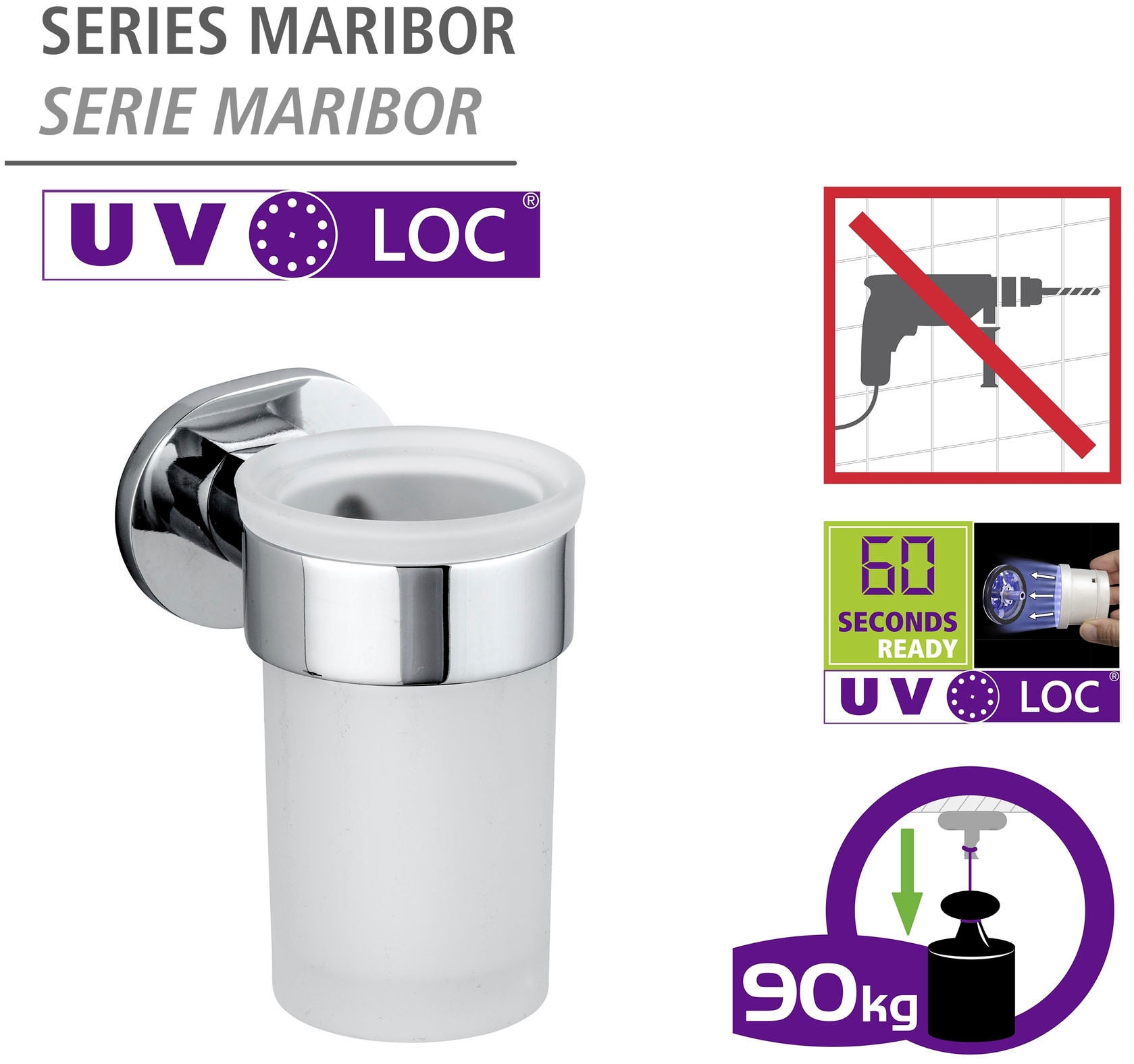 WENKO Zahnputzbecher »UV-Loc® Maribor«, befestigen innovativem kaufen | Klebesystem mit BAUR Bohren ohne