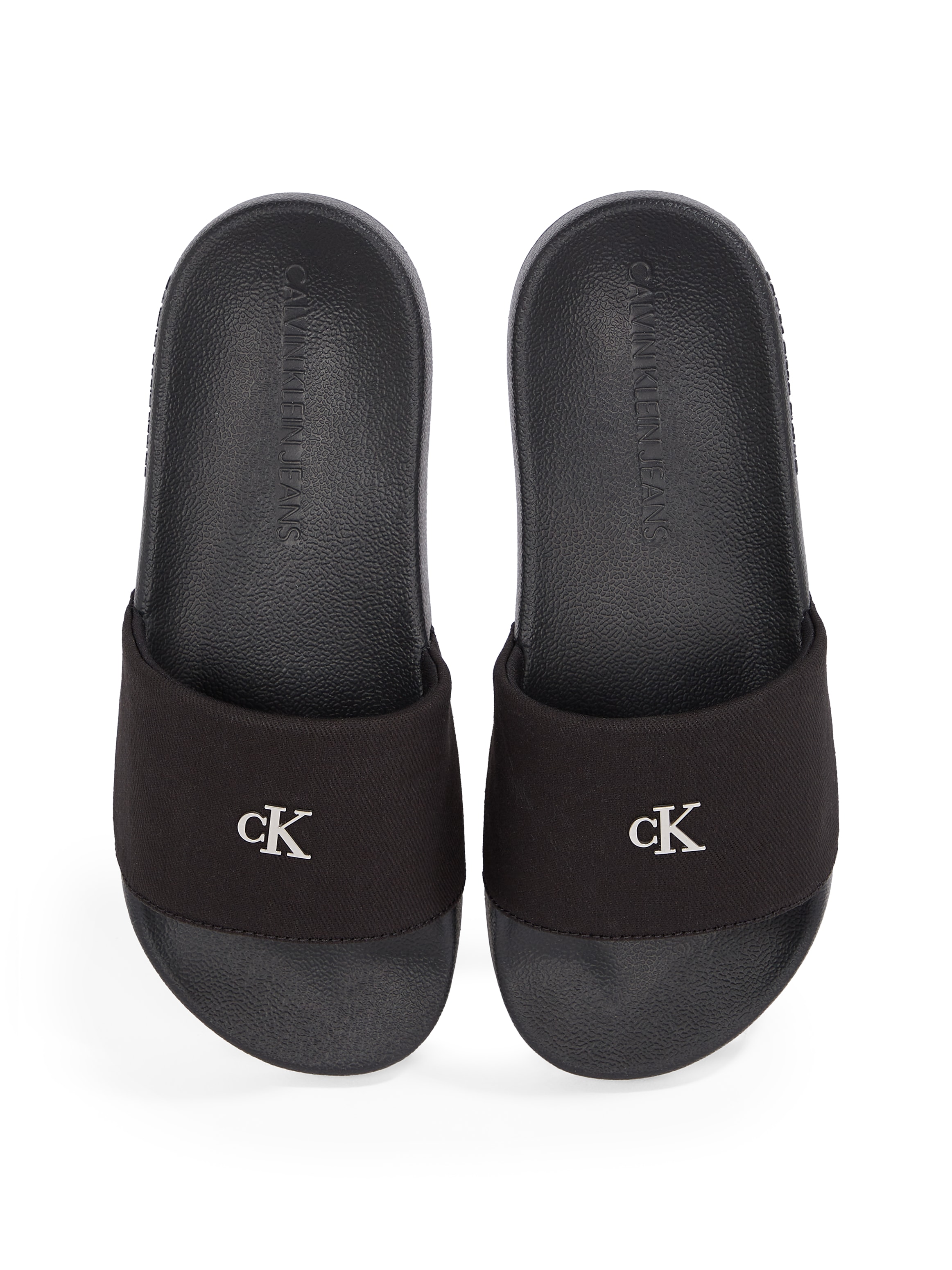 Calvin Klein Jeans Pantolette »SLIDE MONOGRAM HARDWARE«, Poolslides, Schlappen, Sommerschuh, Strandschuh zum Schlupfen