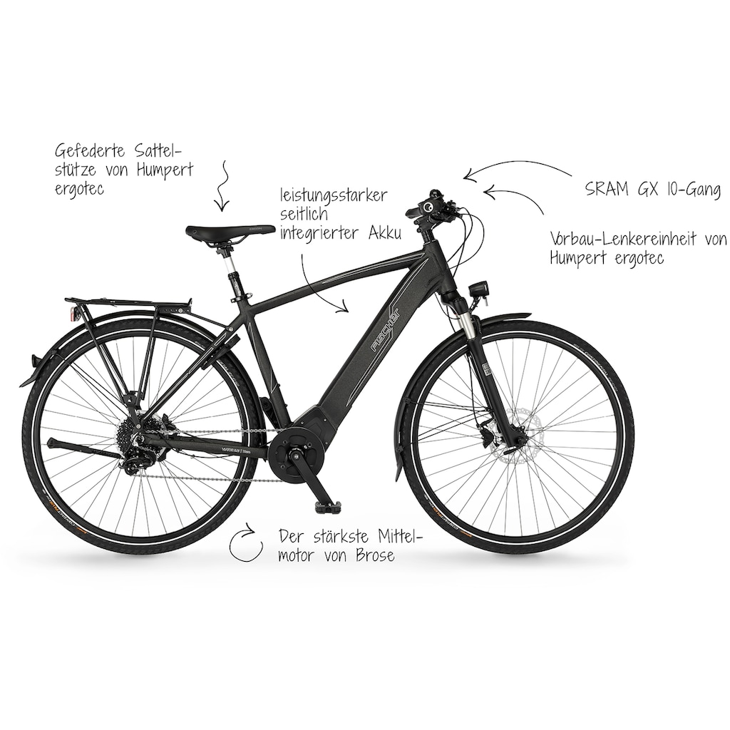 FISCHER Fahrrad E-Bike »VIATOR 6.0i Herren 504«, 10 Gang