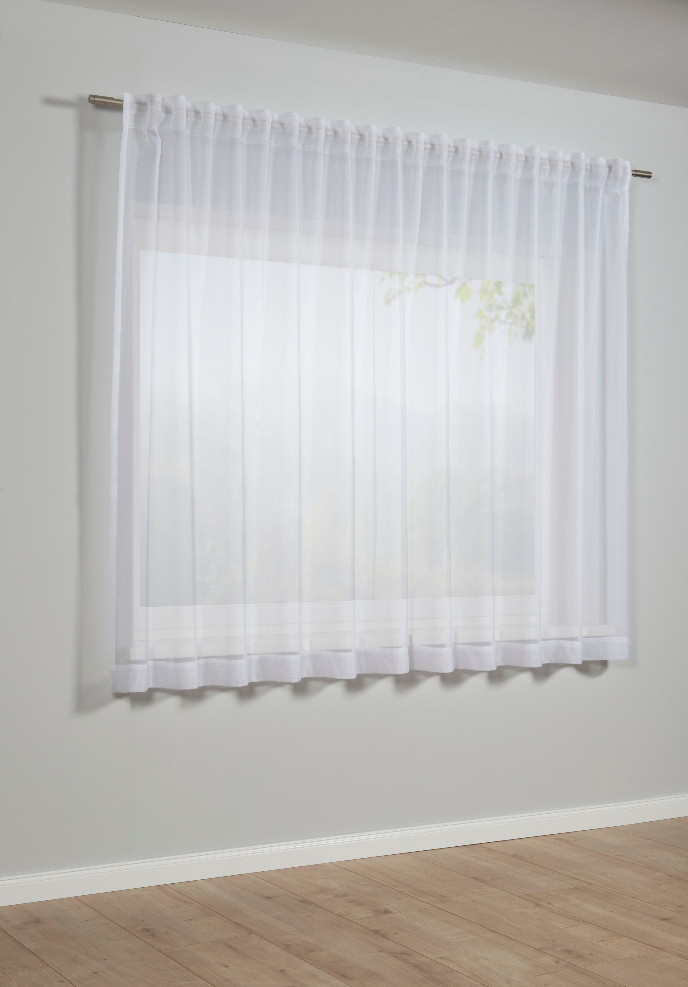 GARDINIA Gardine »Schal mit Gardinenband Voile Uni«, (1 St.), Stoff Voile Uni