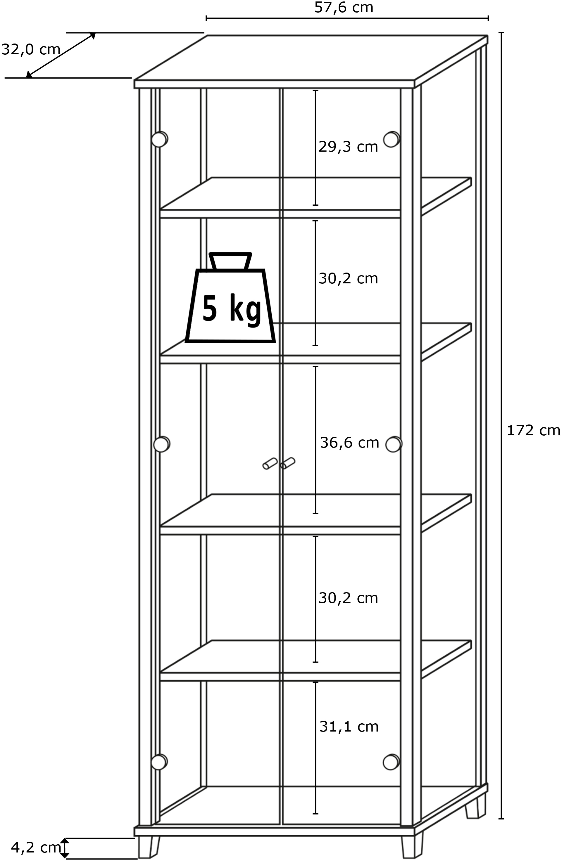 fif möbel Vitrine »OPTIMA«, Standvitrine, Vitrinenschrank, Glasvitrine, Sammlervitrine