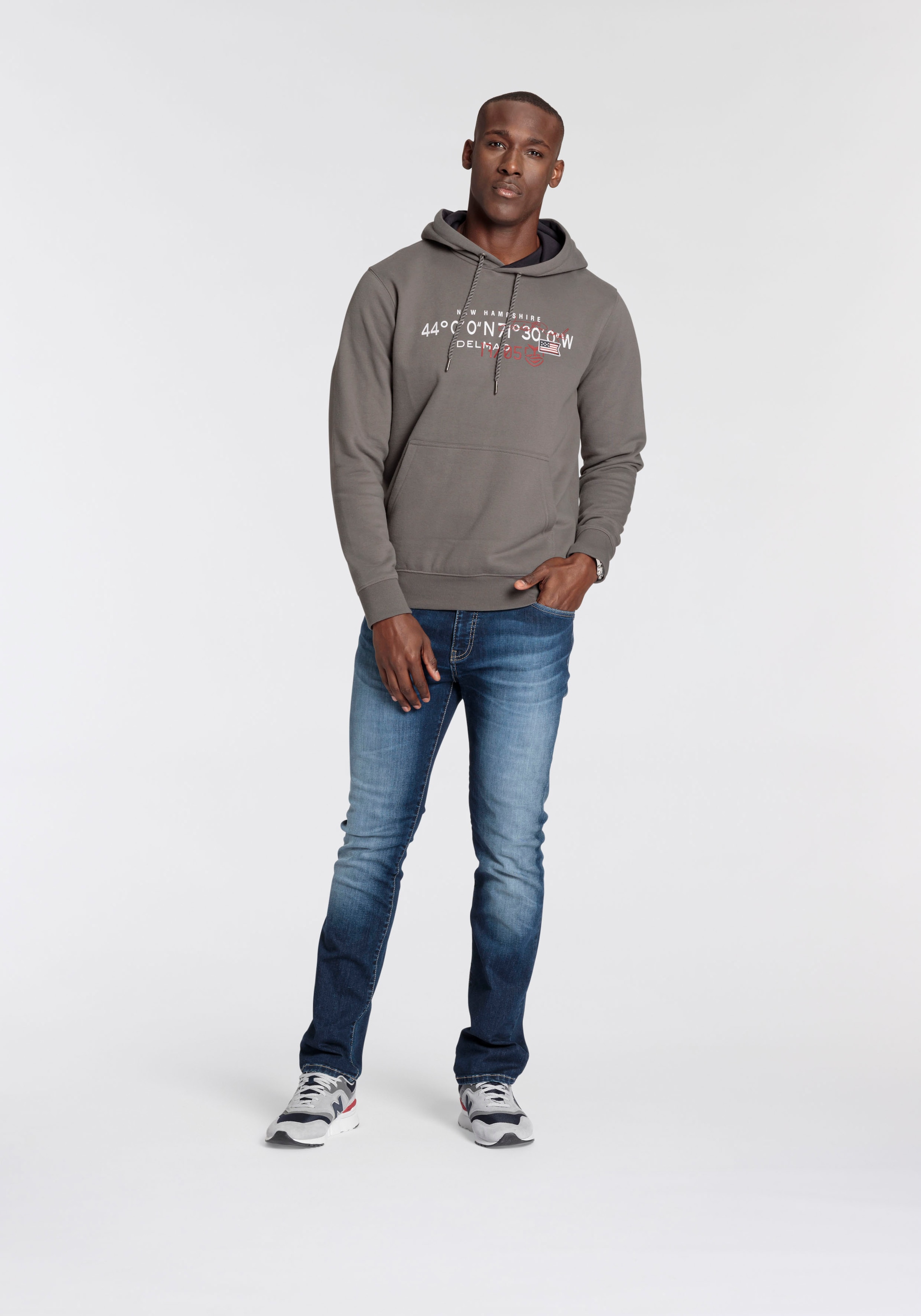 DELMAO Kapuzensweatshirt, Langarm, lockere Passform, mit Print, mit Kapuze