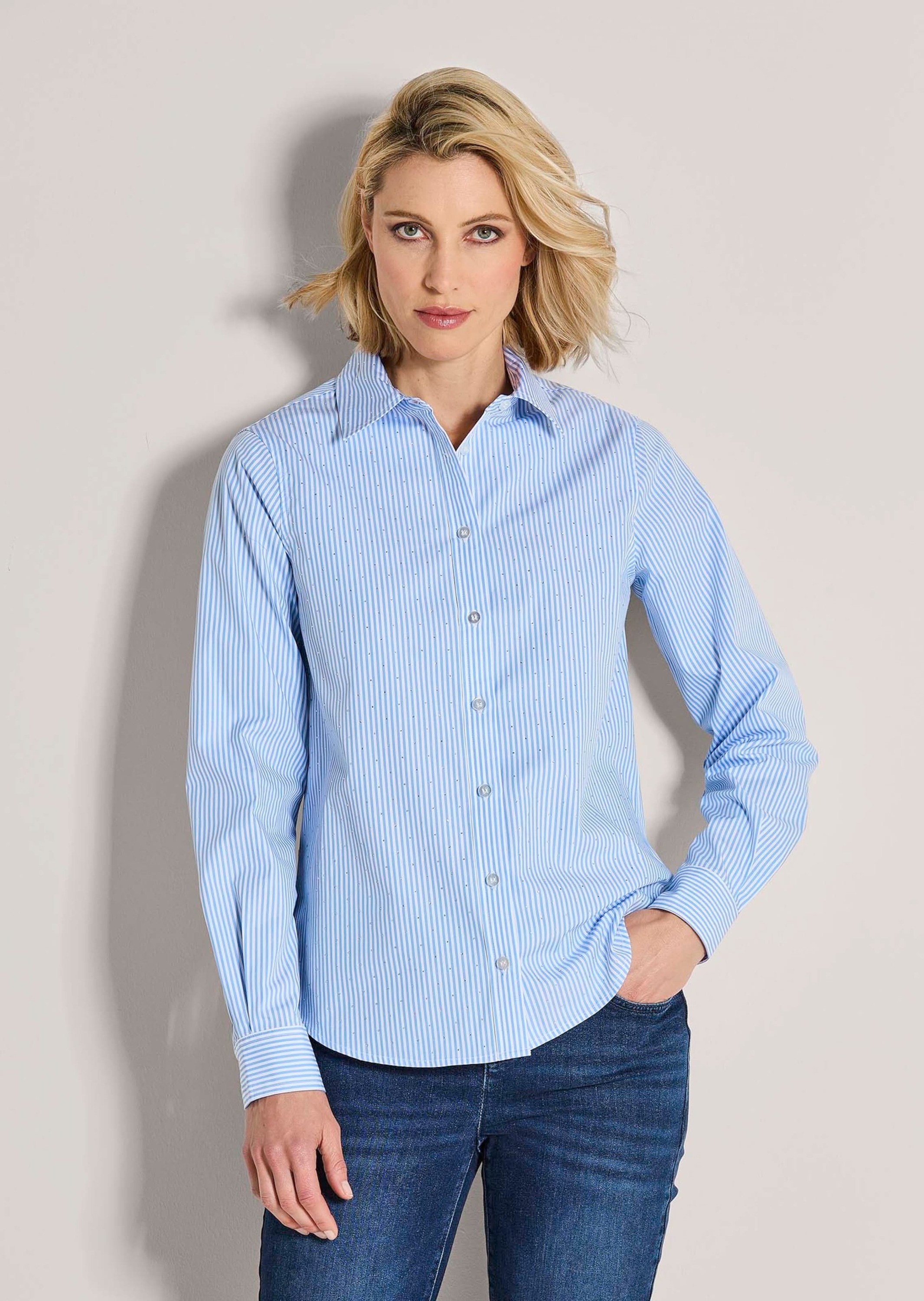 Thumbnail - MADELEINE Langarmbluse "Hemdbluse Glamouröse Bluse mit Ziersteinen"