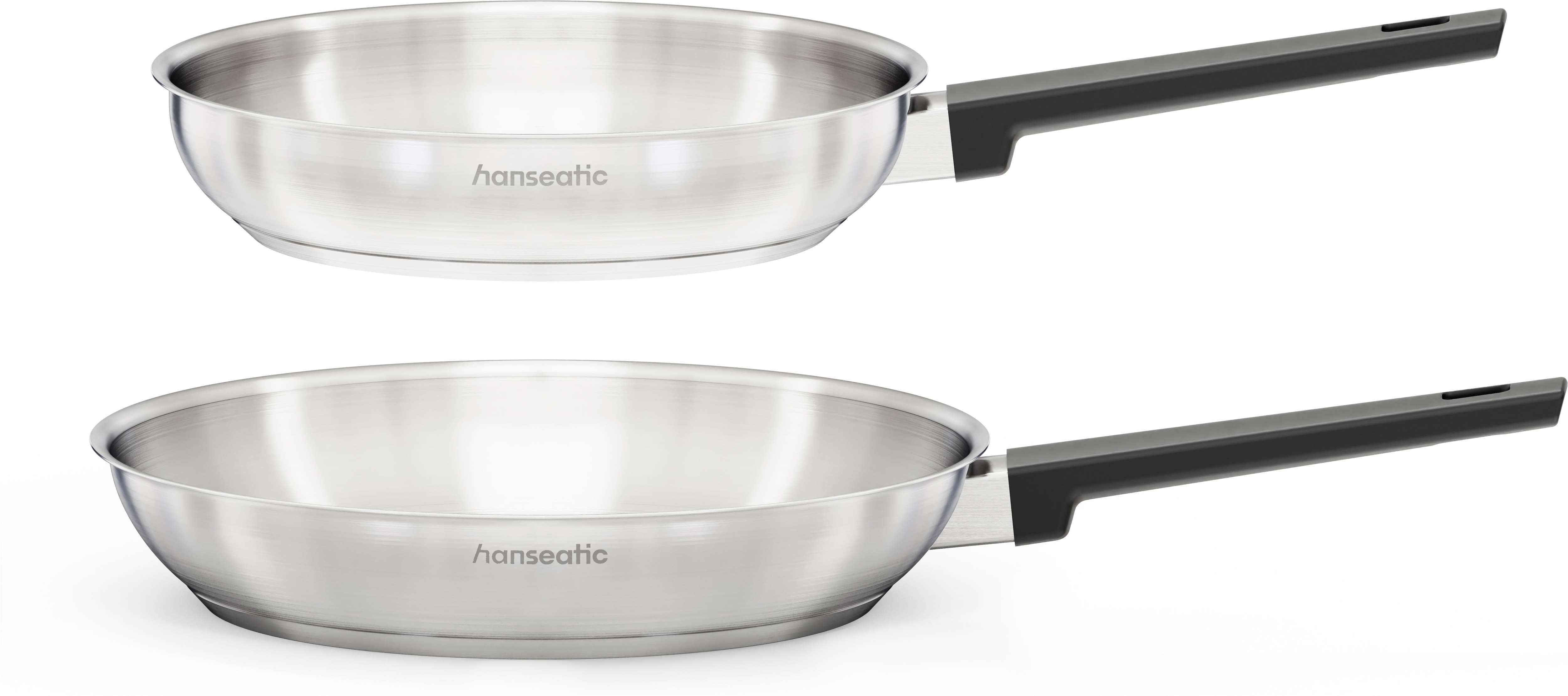 Hanseatic Pfannen-Set "SMART" Edelstahl 18/10 Set, 1x Pfanne Ø 24 cm und 28 cm, 2 tlg. ohne Beschichtung, energiesparend, für alle Herdarten, inkl. Induktion