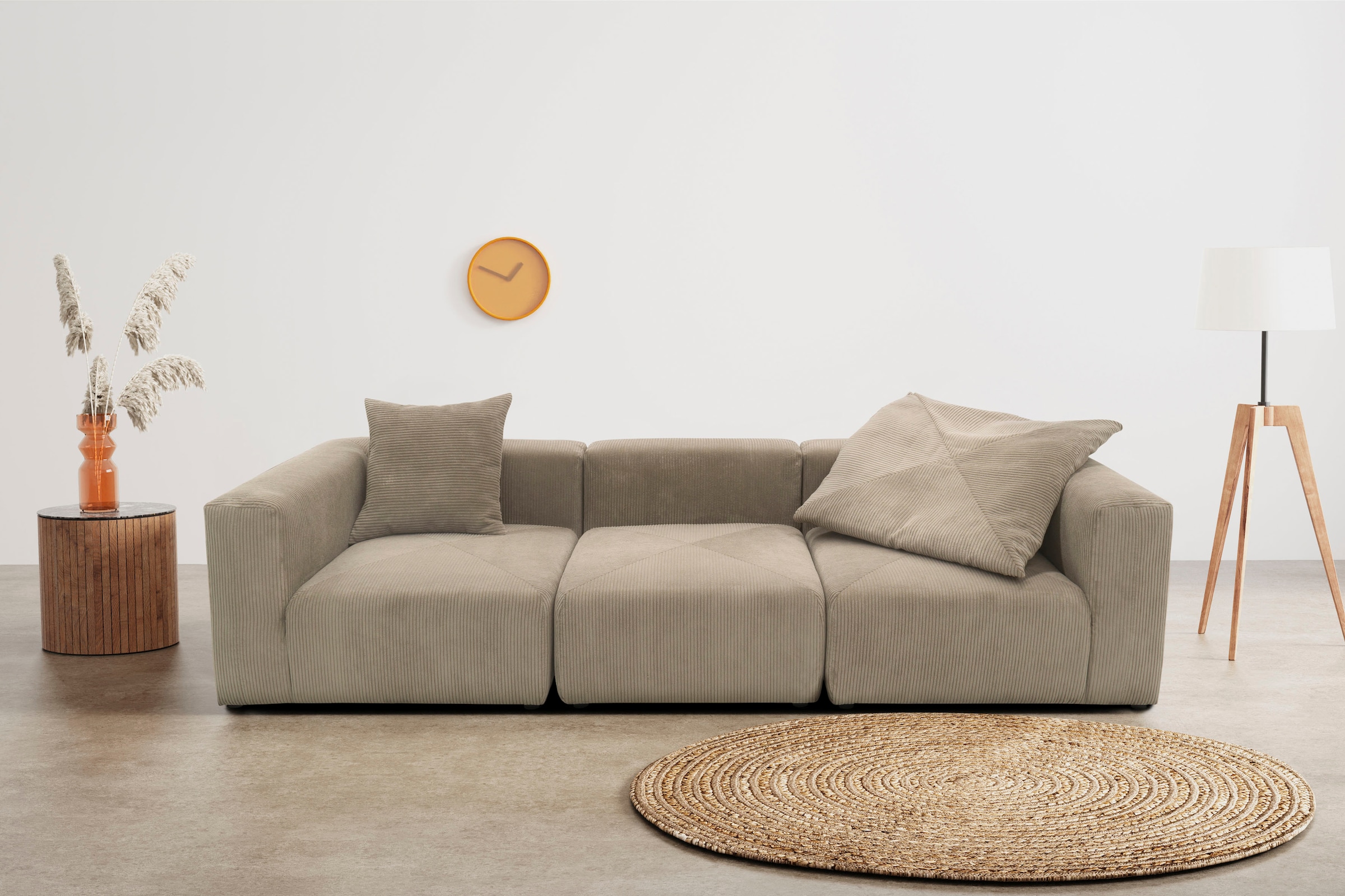RAUM.ID Big-Sofa »Gerrid«, Cord-Bezug, bestehend | 2 aus ein und Eck- Mittelelement Modulen: BAUR