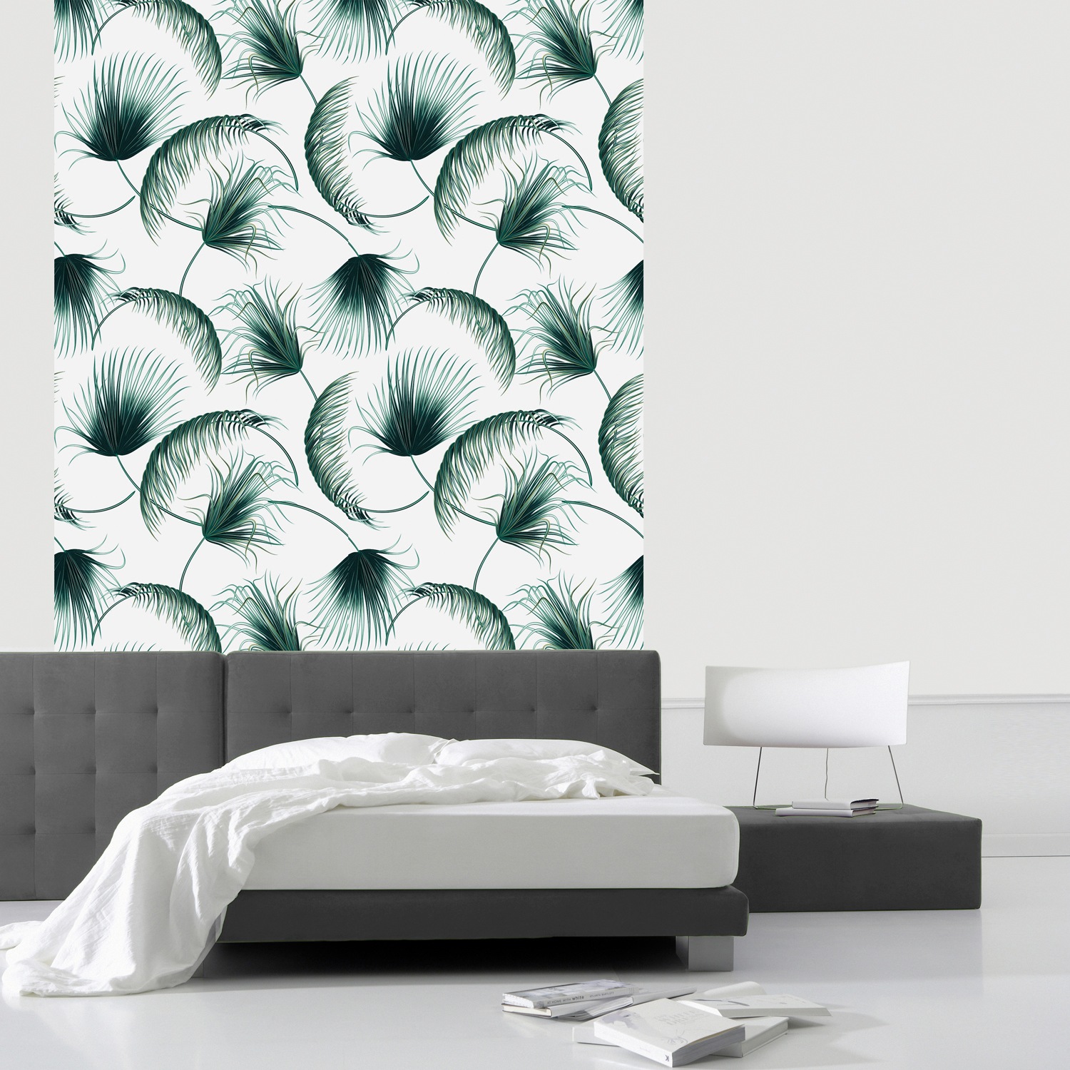 queence Vinyltapete »Tropische Blätter-Grün« Motiv | bedruckt | botanisch | floral | gemustert | natürlich glatt 90x250cm, selbstklebend, kinderleichte Anbringung, , Sticker