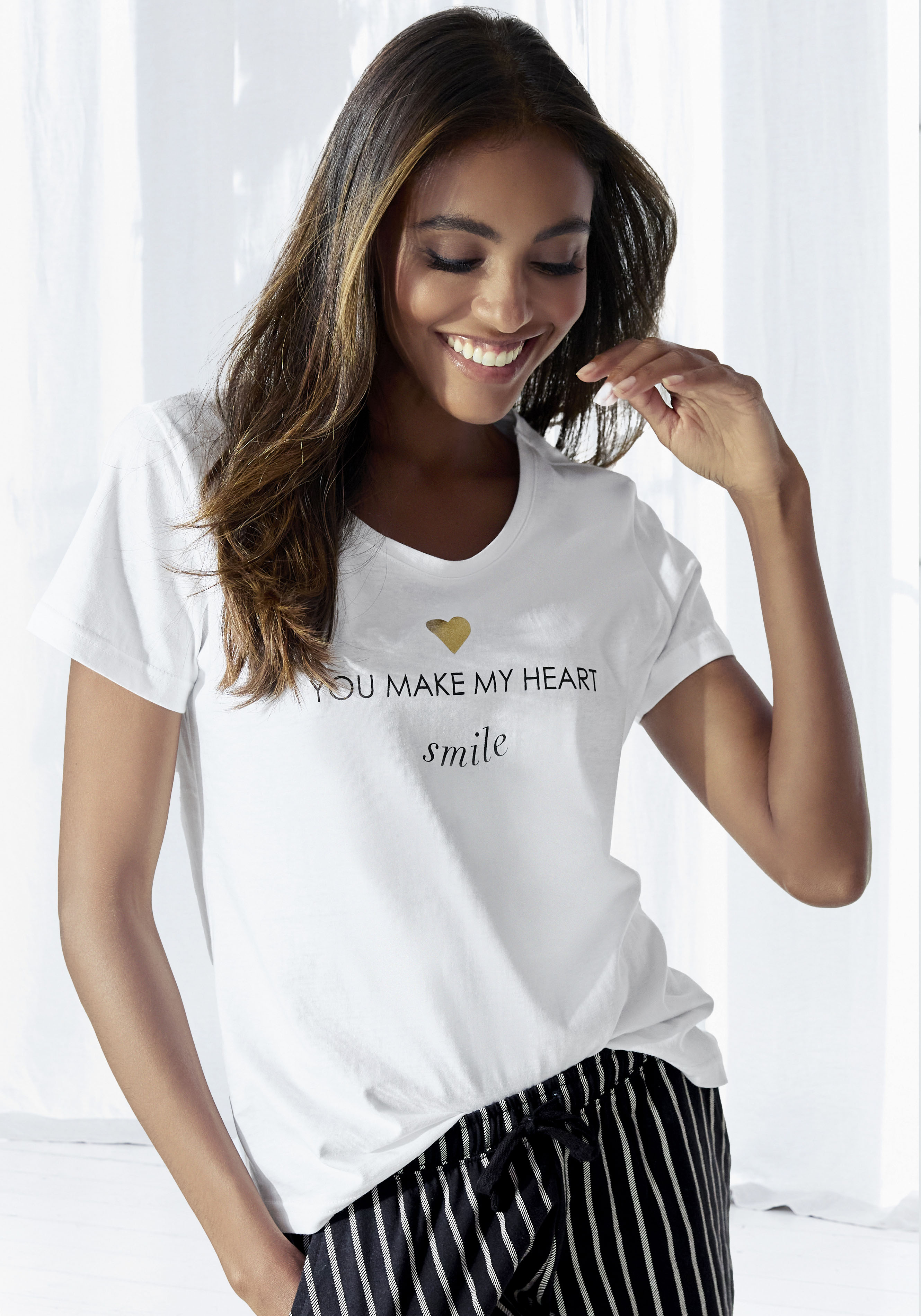 Vivance Dreams by Lascana Pyjamaoberteil mit Foliendruck
