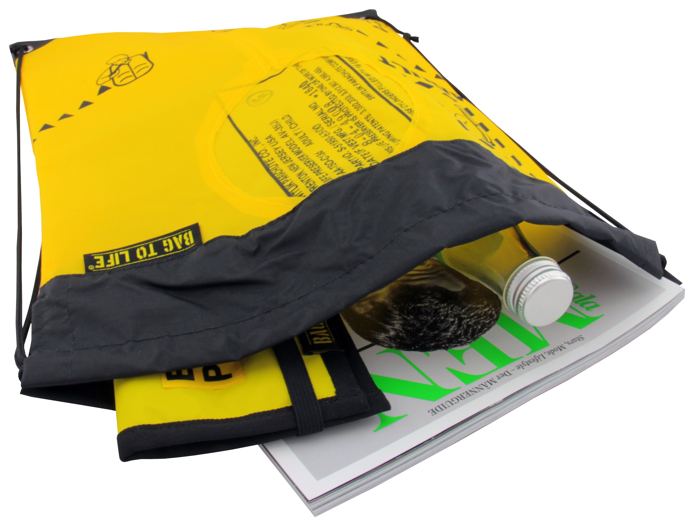 Bag to Life Turnbeutel »Sky Gym Bag black«, aus recycelter Rettungsweste