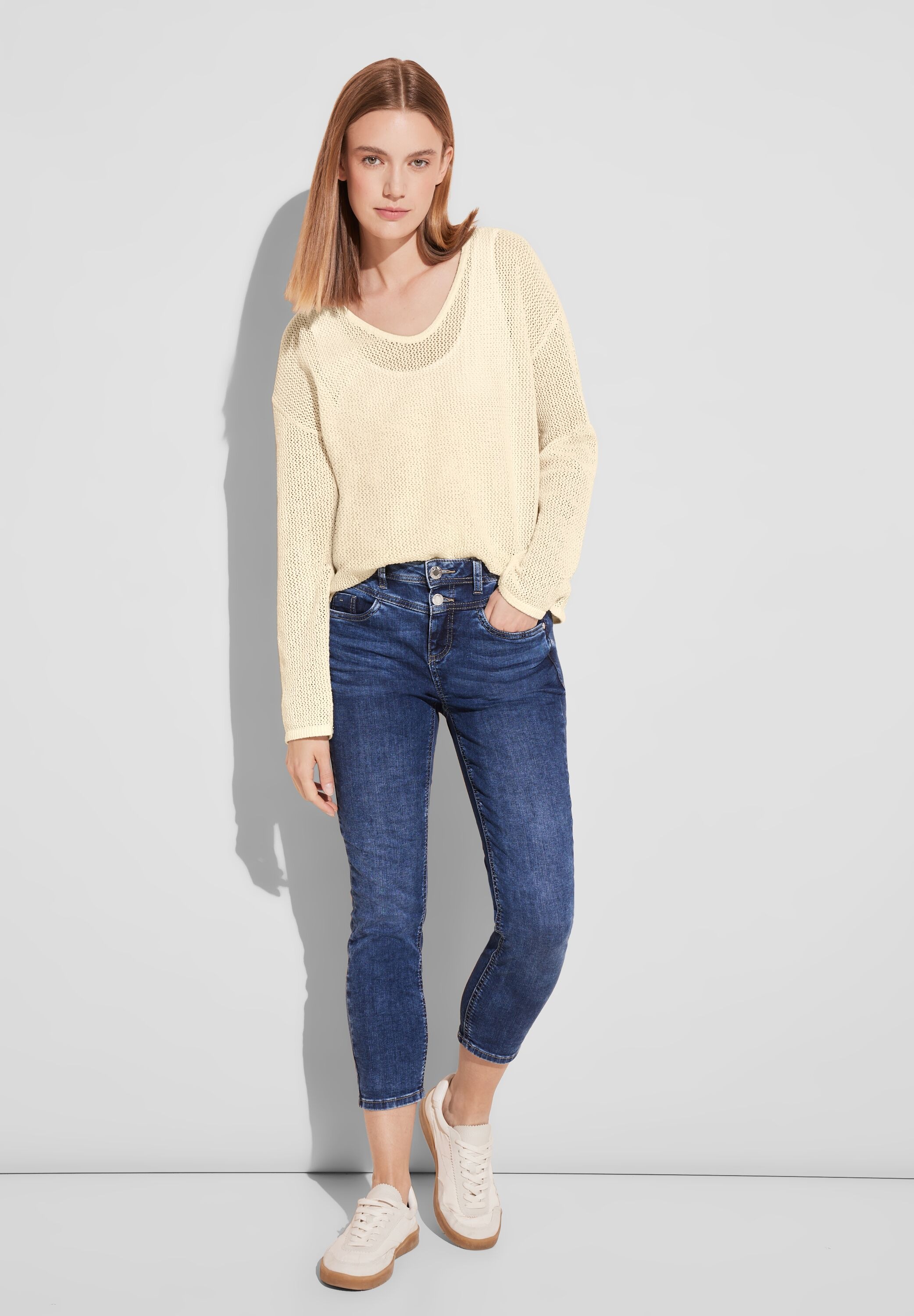 STREET ONE V-Ausschnitt-Pullover, Grobstrick