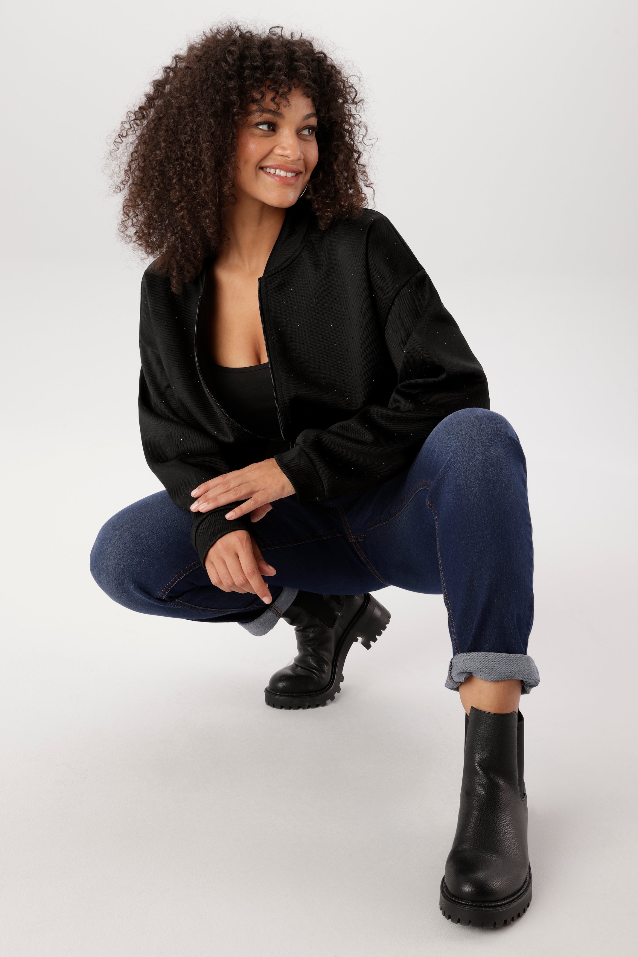 Aniston PLUS Sweatjacke mit tonigen Glitzersteinchen - NEUE KOLLEKTION
