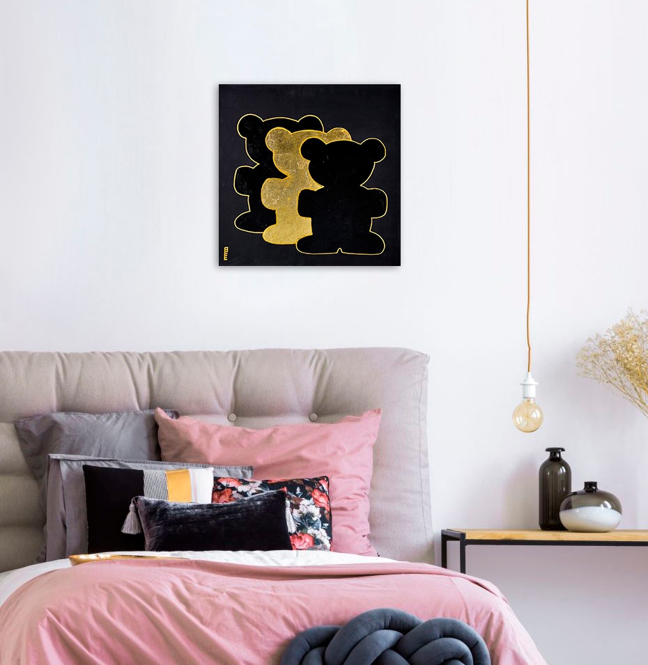 queence Leinwandbild "Bears II" Bär Bären Kunst 1 Stk. tlg. Premium-Leinwandstoff, Handarbeit aus Deutschland