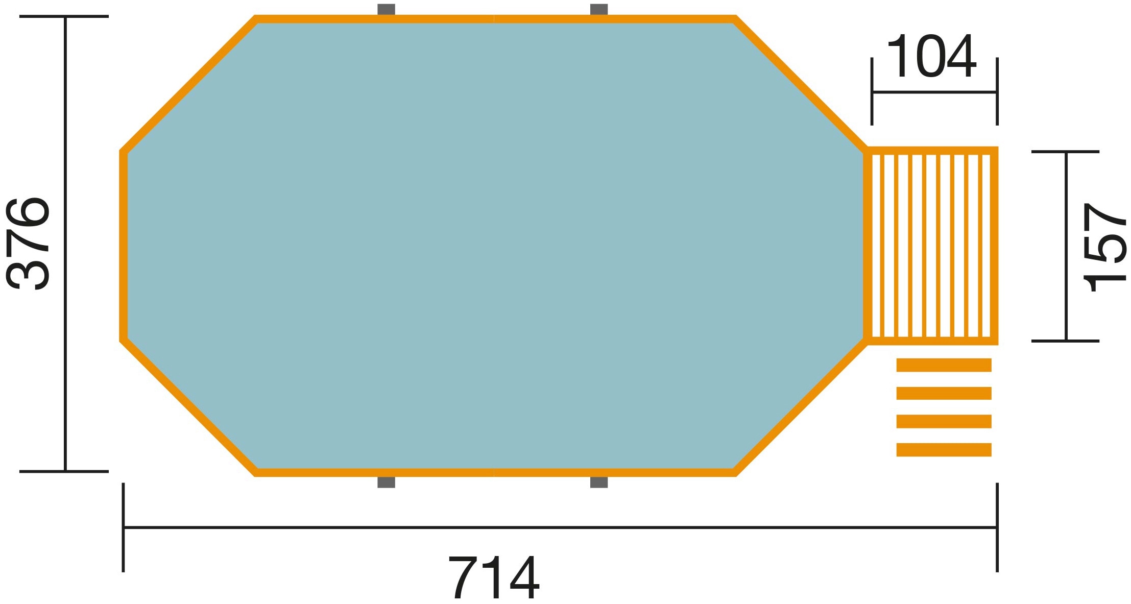 weka Achteckpool »Mali 4«, (Set), BxLxH: 376x714x116 cm