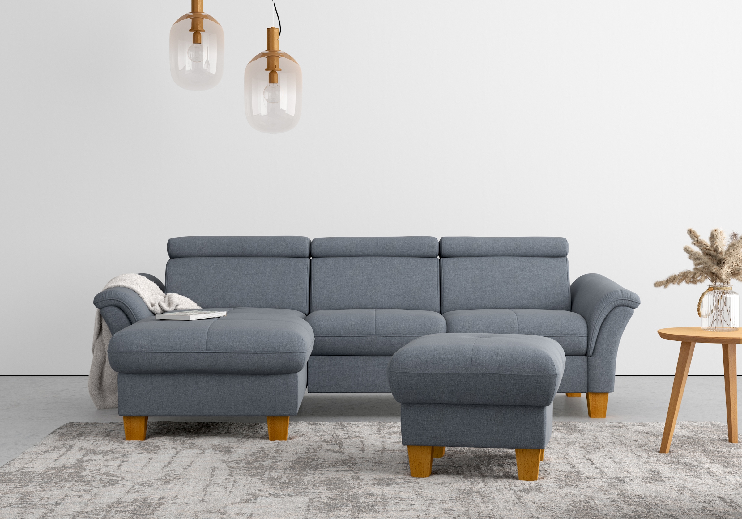 OTTO home Ecksofa "Lindgren L-Form" wahlweise mit Bett mit klappbaren Rollen, Kasten und Kopfverstellung