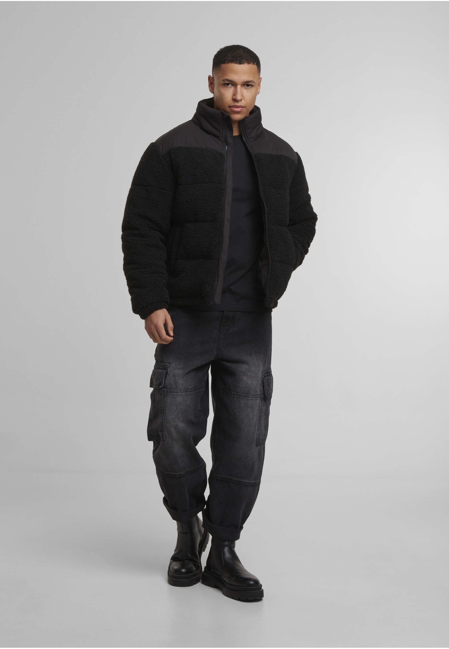 URBAN CLASSICS Winterjacke »Urban Classics Teddy Puffer Jacket« 1 Stk. tlg. ohne Kapuze