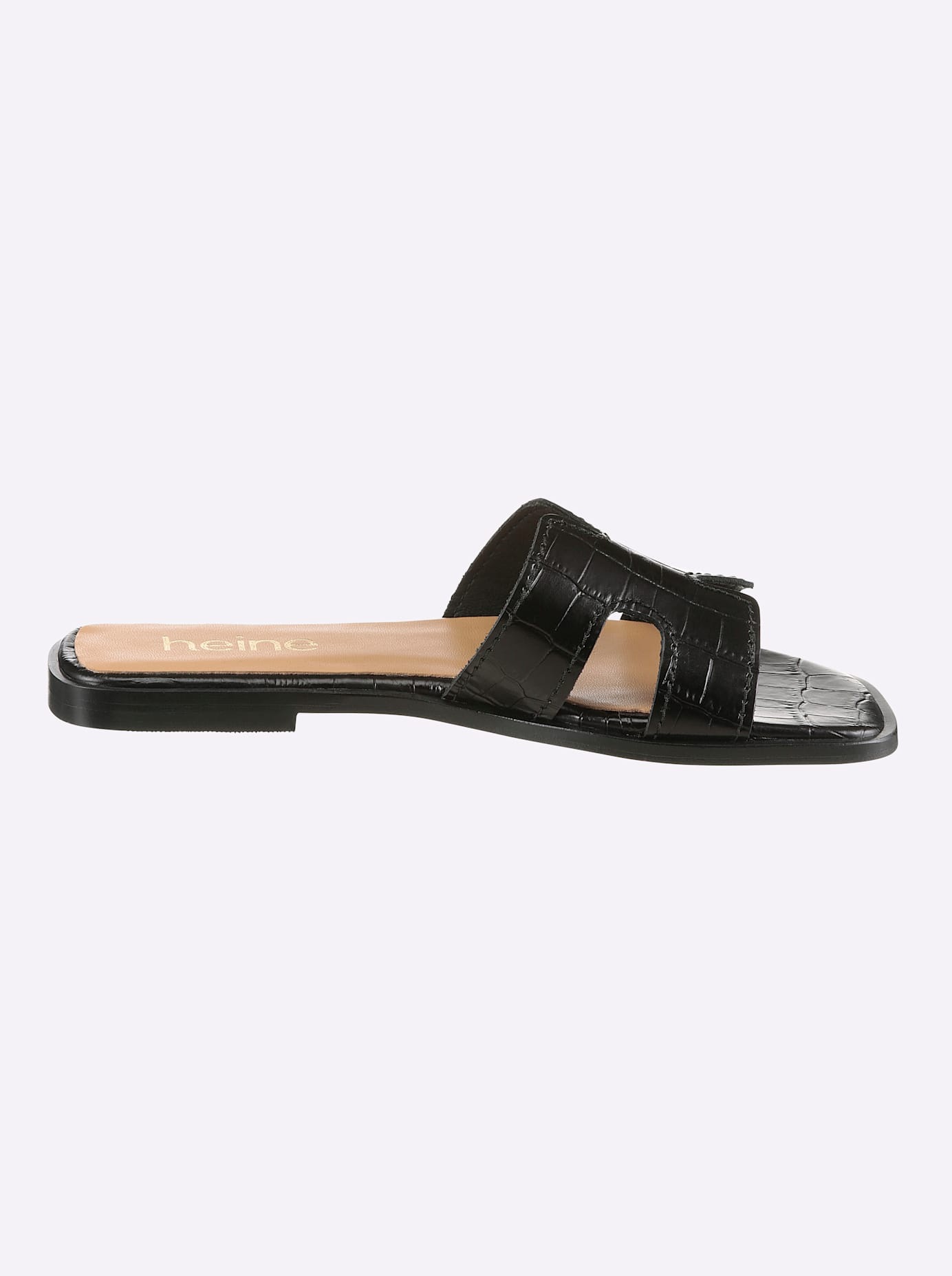 Pantolette HEINE, Damen, Gr. 39, schwarz, Glattleder, Leder, Rindsleder, Schuhe Pantolette 3