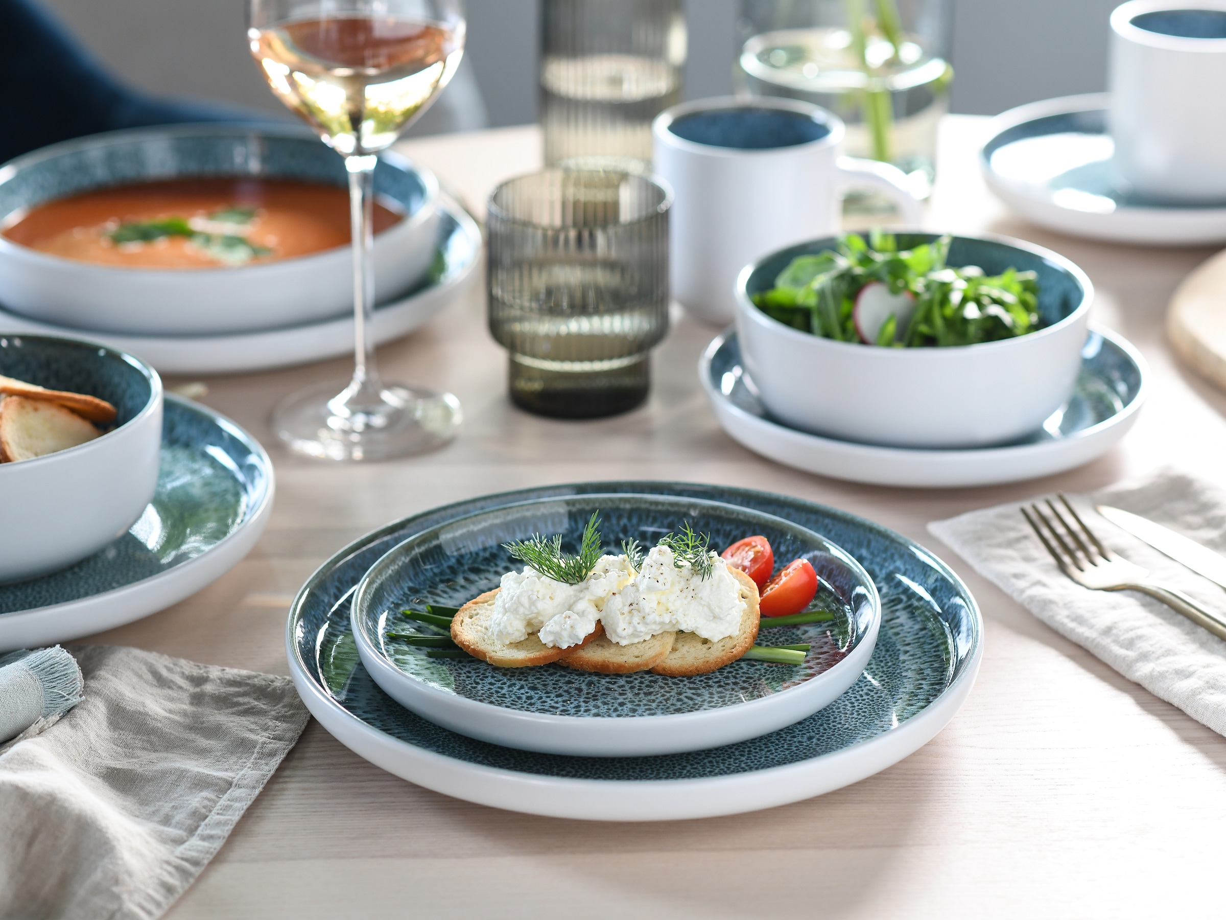 OTTO home Tafelservice »Teller Set, modernes Geschirr-Set, Service Novalee« hohe Haltbarkeit, spülmaschinen- & mikrowellengeeignet, Reaktivglasur