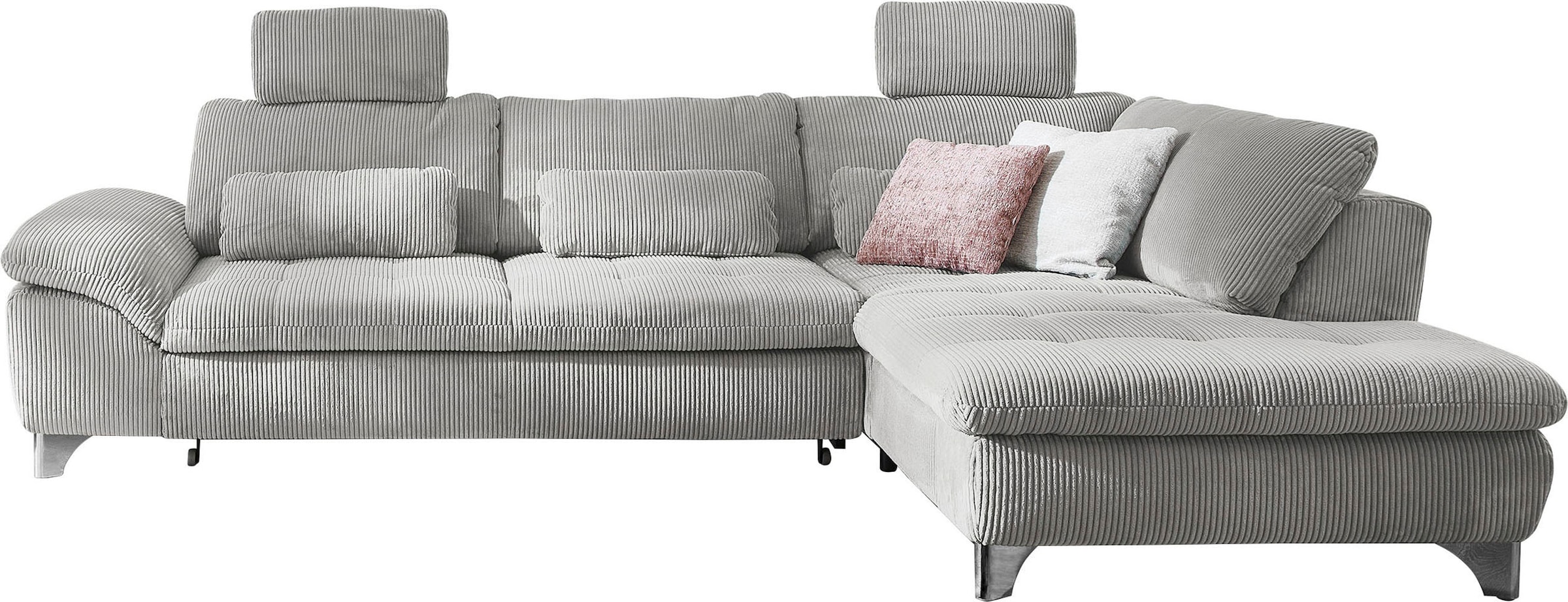 Die PlanBar Ecksofa »MP-IN14007 L-Form«, wahlweise mit Bettfunktion und verstellbaren Kopfstützen, in Cord