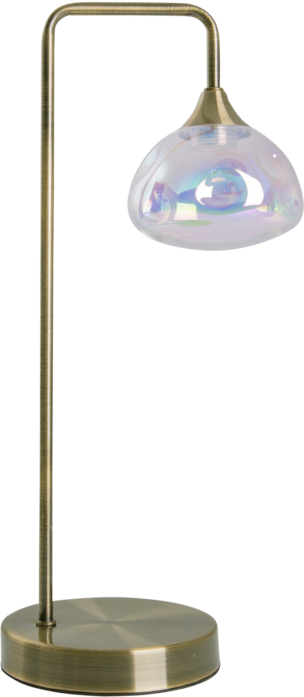 "NÄVE LED Tischleuchte ""Varna"", grau (messingfarben), 1, Ø 17,5cm H: 45cm, 1 Stk., Leuchten, 1 flg. irisierendes Glas incl. 6 LEDs warmweiß Gestell
