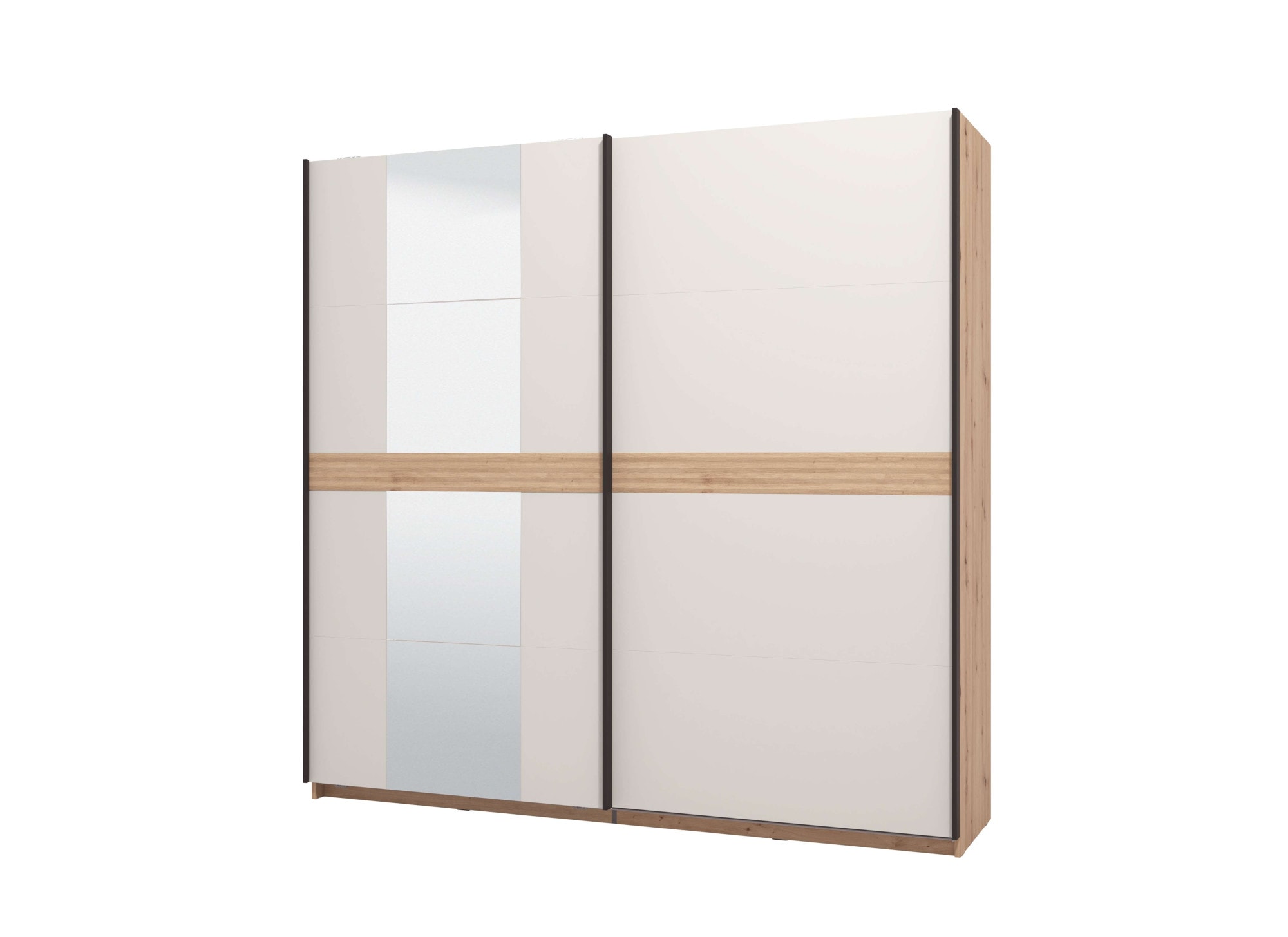 INOSIGN Schwebetürenschrank »Modena, Breite 220 cm, FSC-zertifiziert, Trendfarbe cashmere«, Schlafzimmerschrank mit Spiegel, mit verschiedenen Innenausstattungen