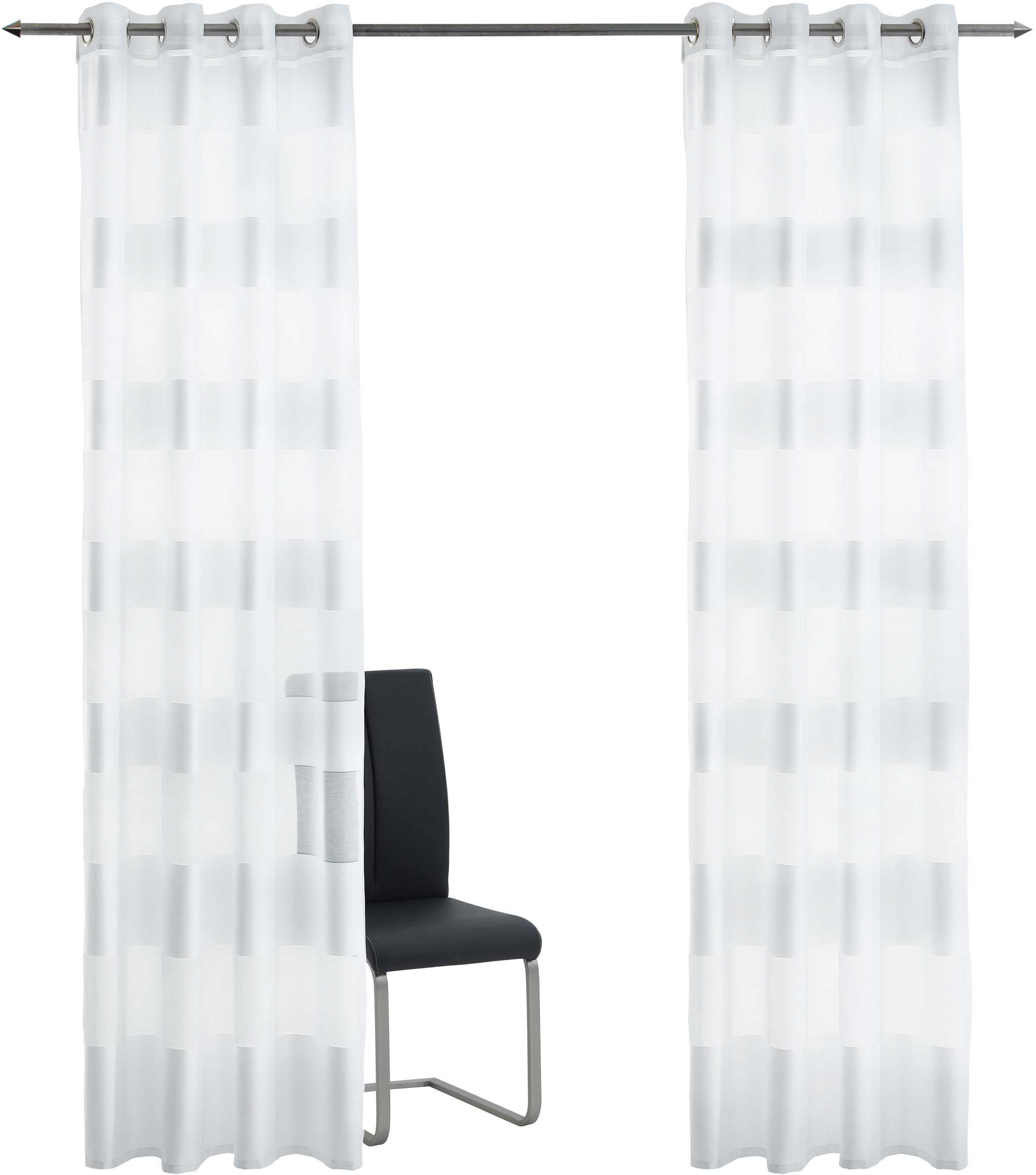 decolife Gardine "Alia" Ösen 1 Stk. tlg. weiße transparent-dichte Blockstei günstig online kaufen