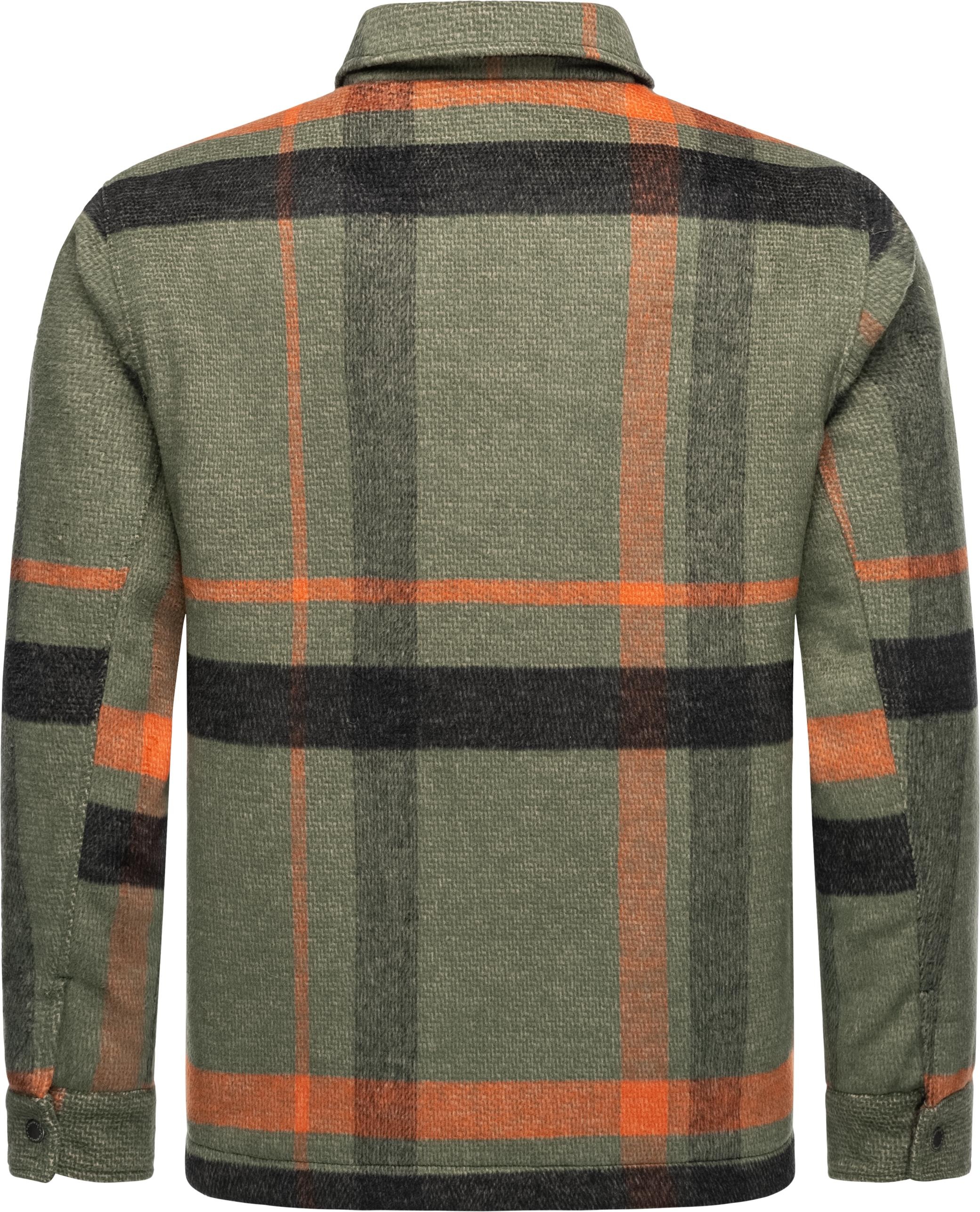 Ragwear Outdoorjacke »Azzte Check«, ohne Kapuze, stylische Herren Hemdjacke mit großem Karo-Muster