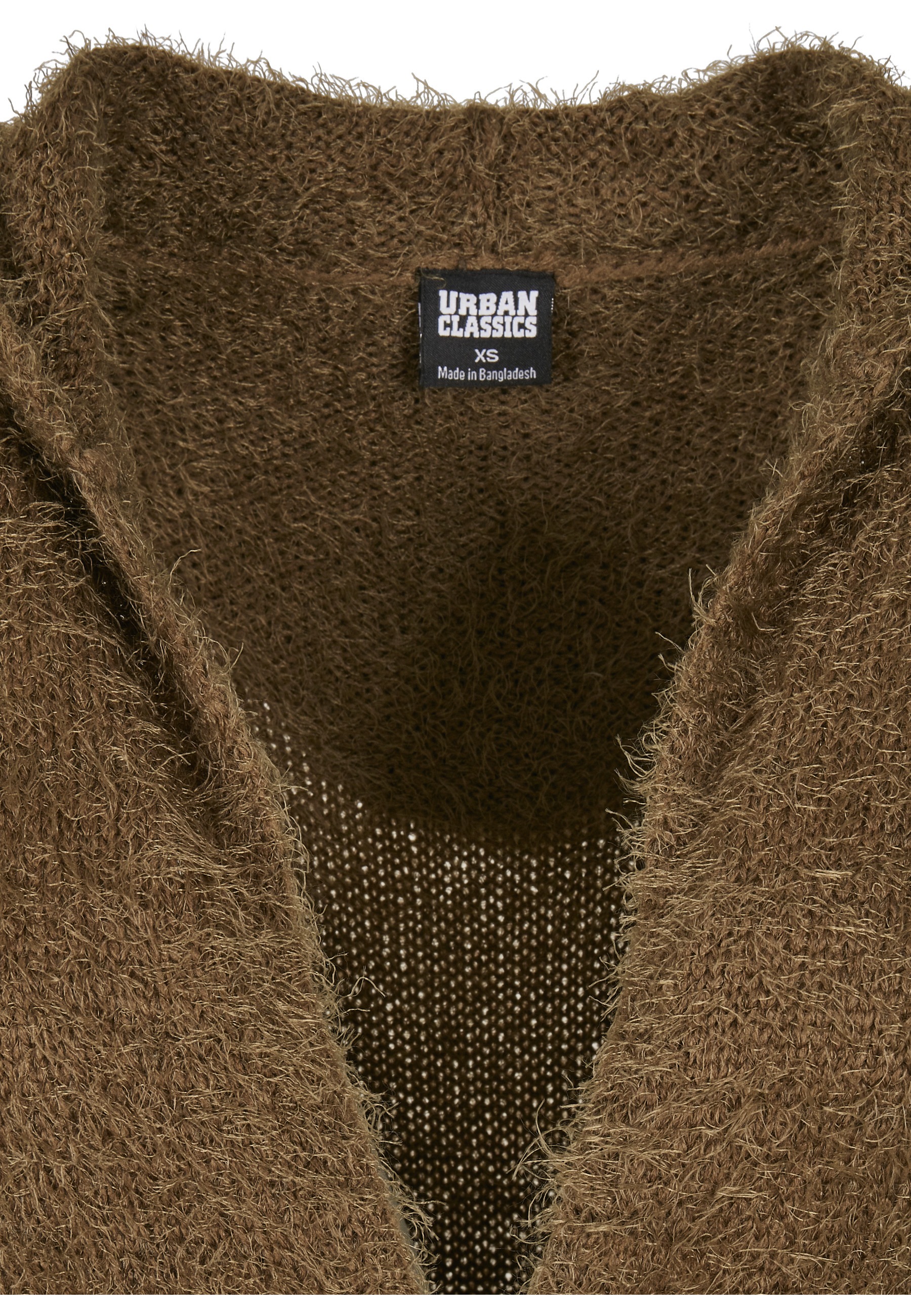 URBAN CLASSICS Strickjacke »Urban Classics Damen Ladies Hooded Feather Cardigan« 1 Stk.