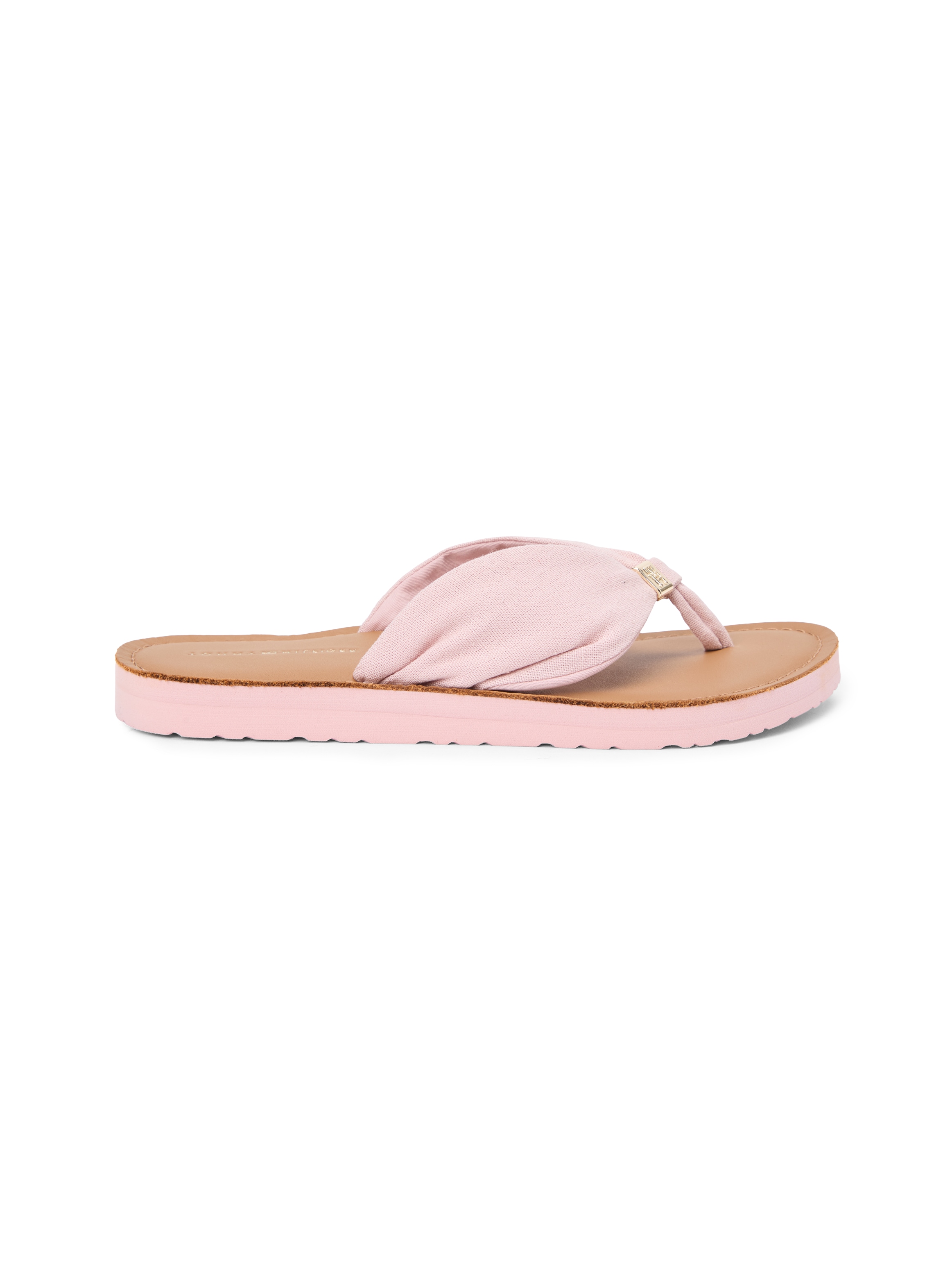 Tommy Hilfiger Zehentrenner »TH LTR FOOTBED SUMMER SANDAL«  Sommerschuh, Strandschuh, Dianette, Flat mit Logoemblem