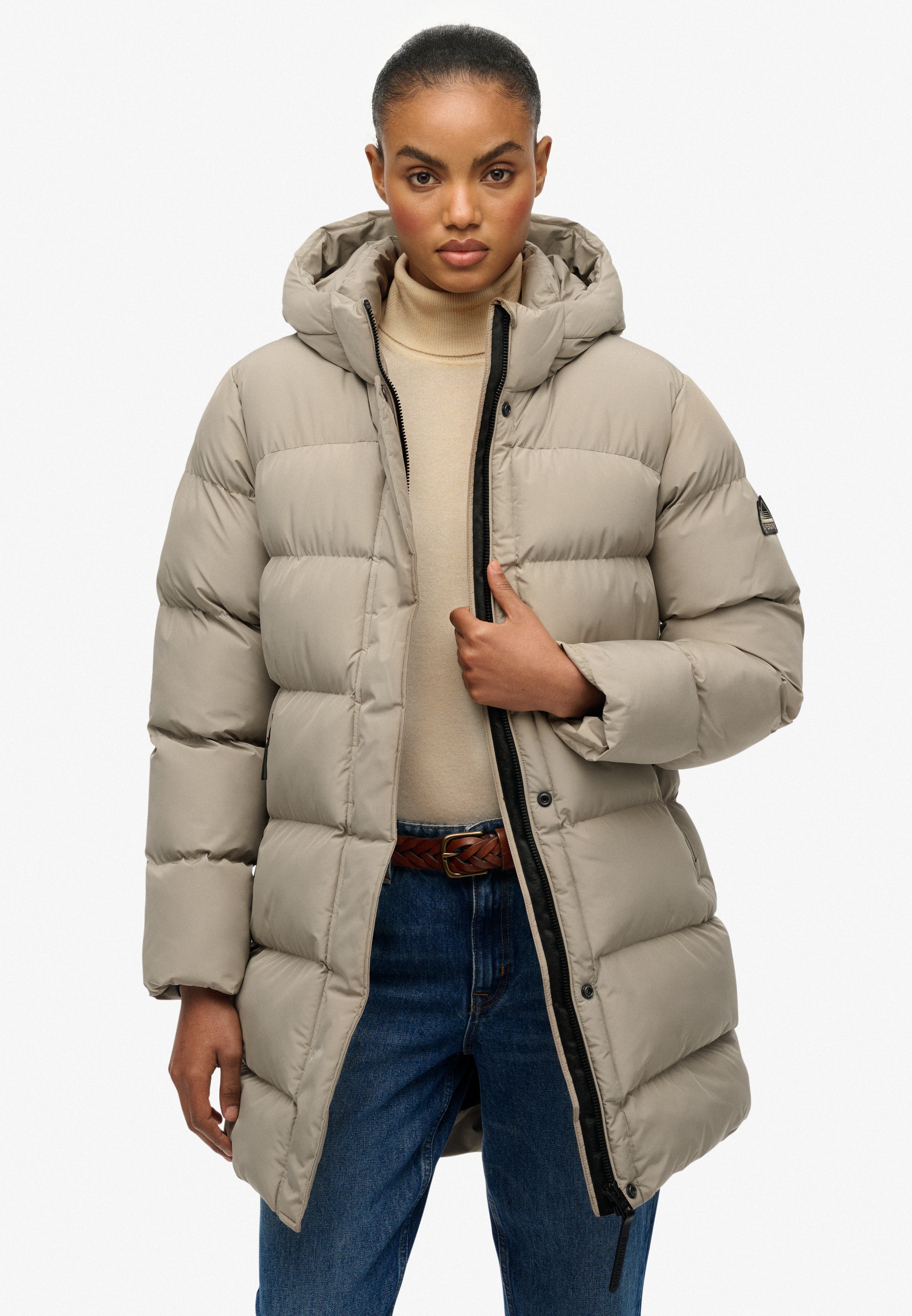 Superdry Steppjacke "HOODED SPORTS PUFFER MID JKT" mit Kapuze günstig online kaufen