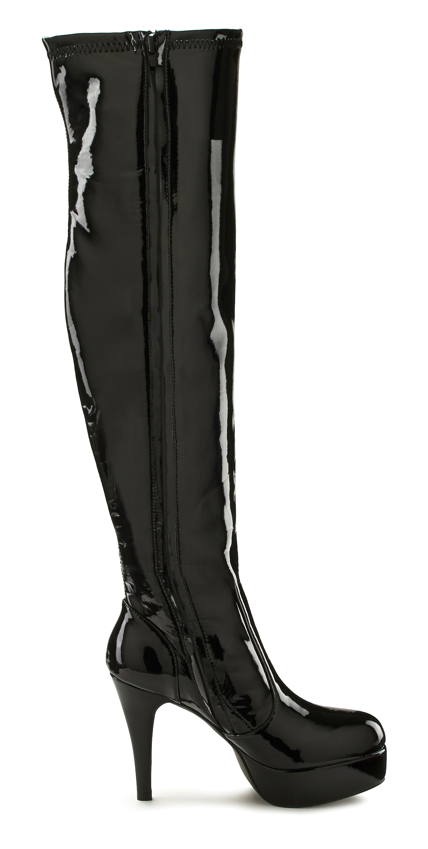 Thumbnail - LASCANA Belle Affaire Overkneestiefel "High-Heel-Stiefelette mit Plateau,", in erotischer Lack-Optik