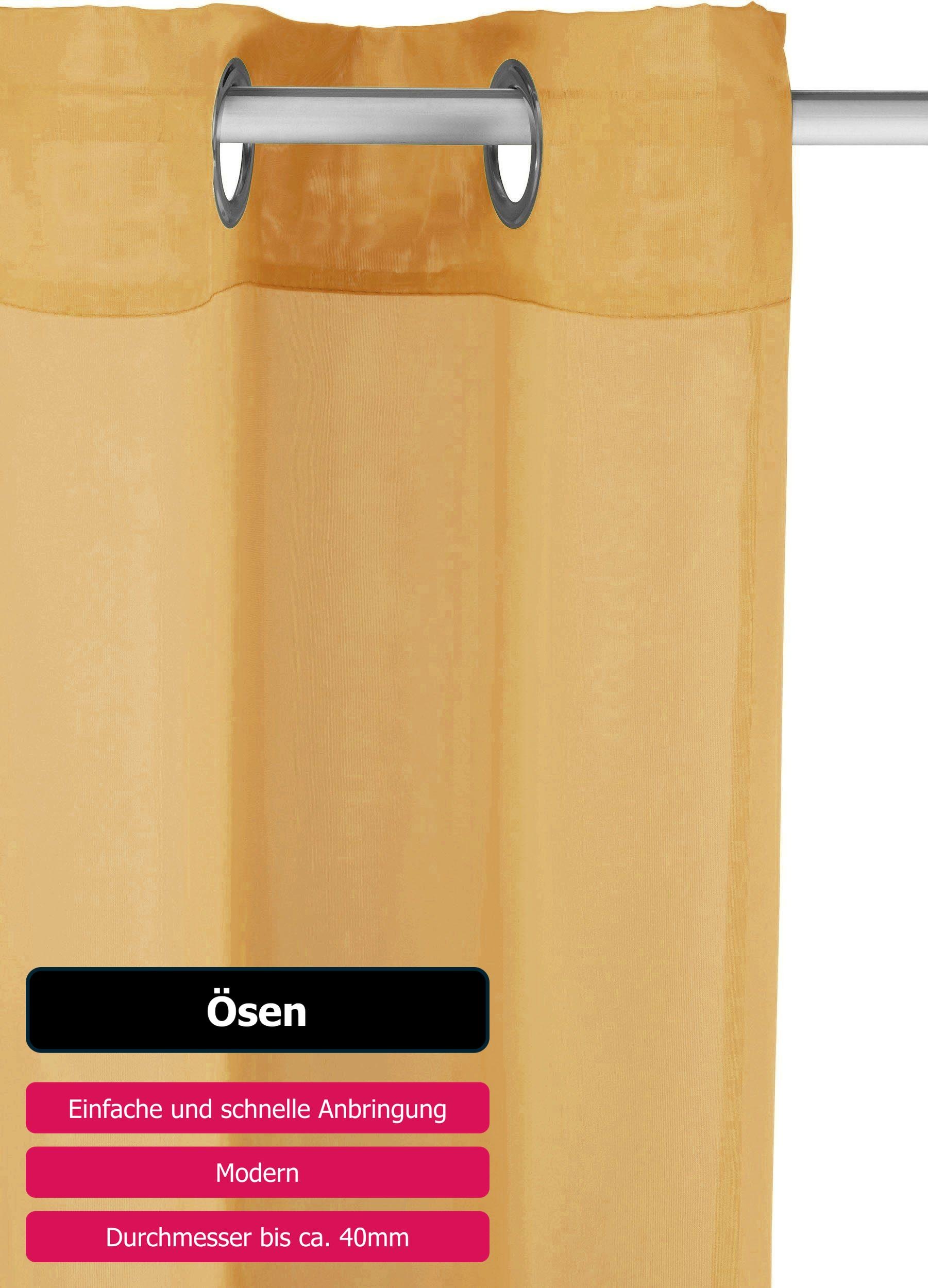 my home Gardine »XANA mit Ösen, Kräuselband oder Schlaufen«, (1 St.), Bestseller, einfarbig, 1 bzw. 2 Schals, pflegeleicht, Schal