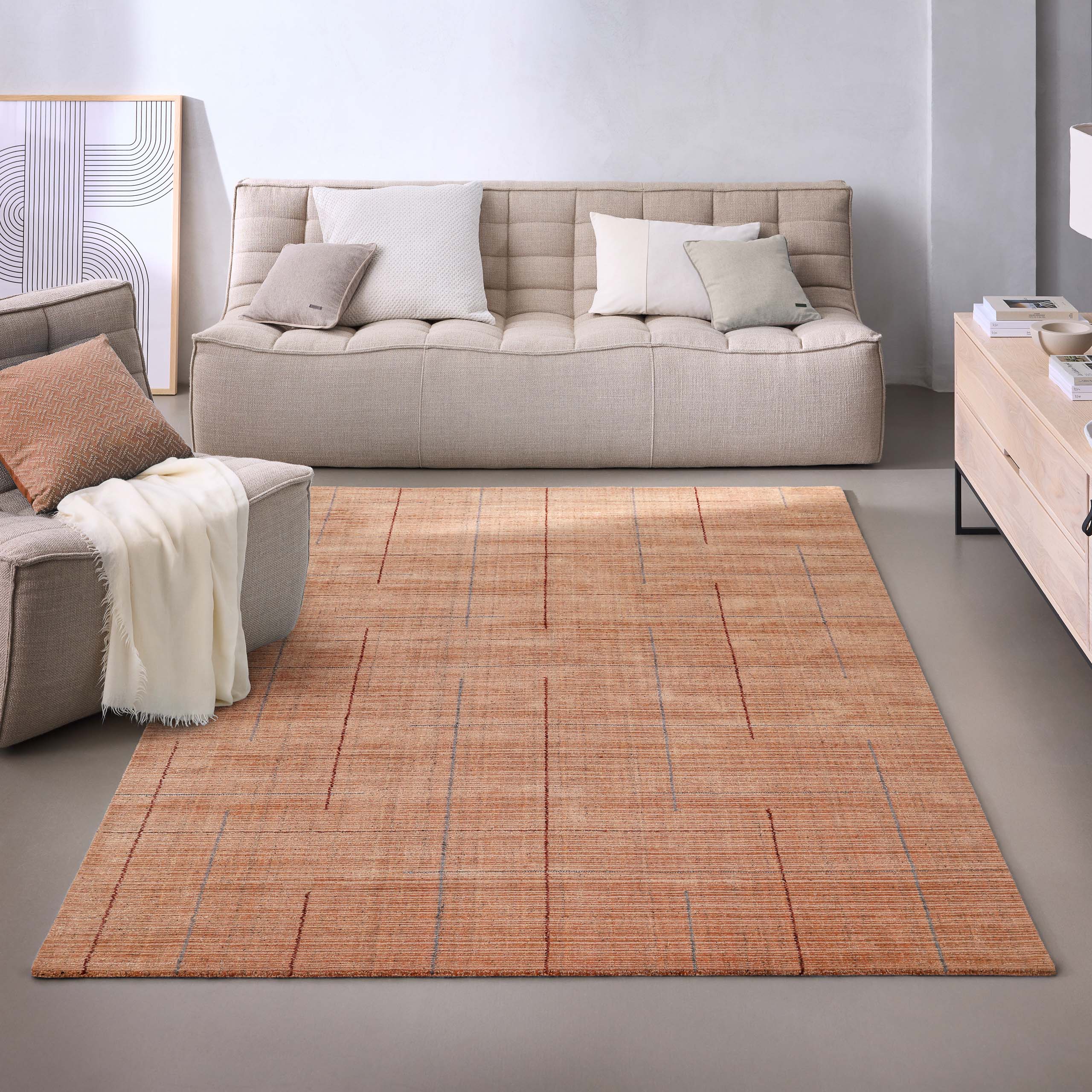 Wecon home Teppich "Milly" rechteckig 11 mm Höhe Kurzflorteppich, handgewebt, Naturfaser, Linienmuster, Wohnzimmer
