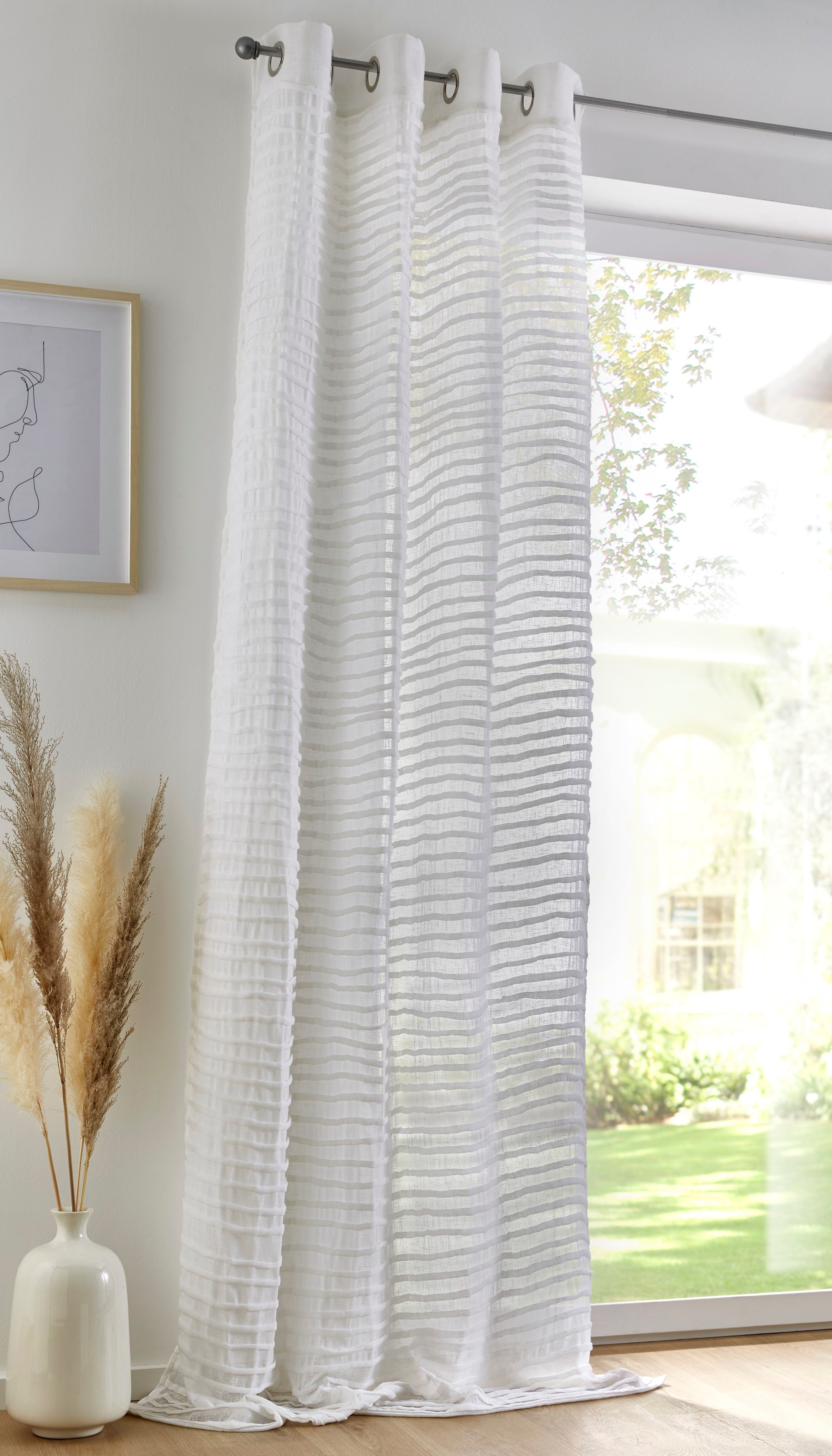 Vorhang »Crinkle allover«, (1 St.), weicher Musseiin, lichtdurchlässig, handmade